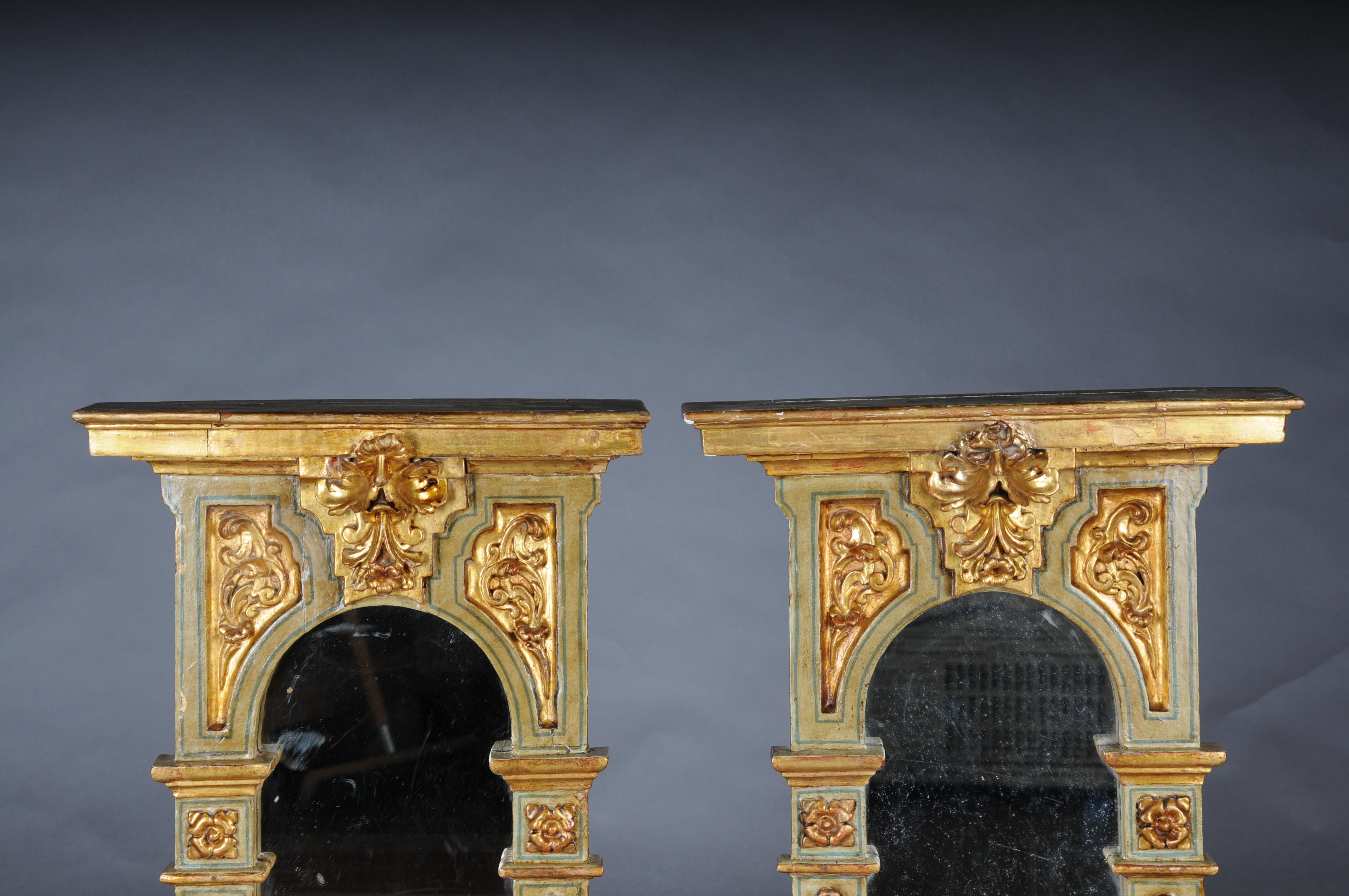 XIX secolo Coppia (2) di specchi da parete antichi di qualità museale, dorati, circa 1830 in vendita