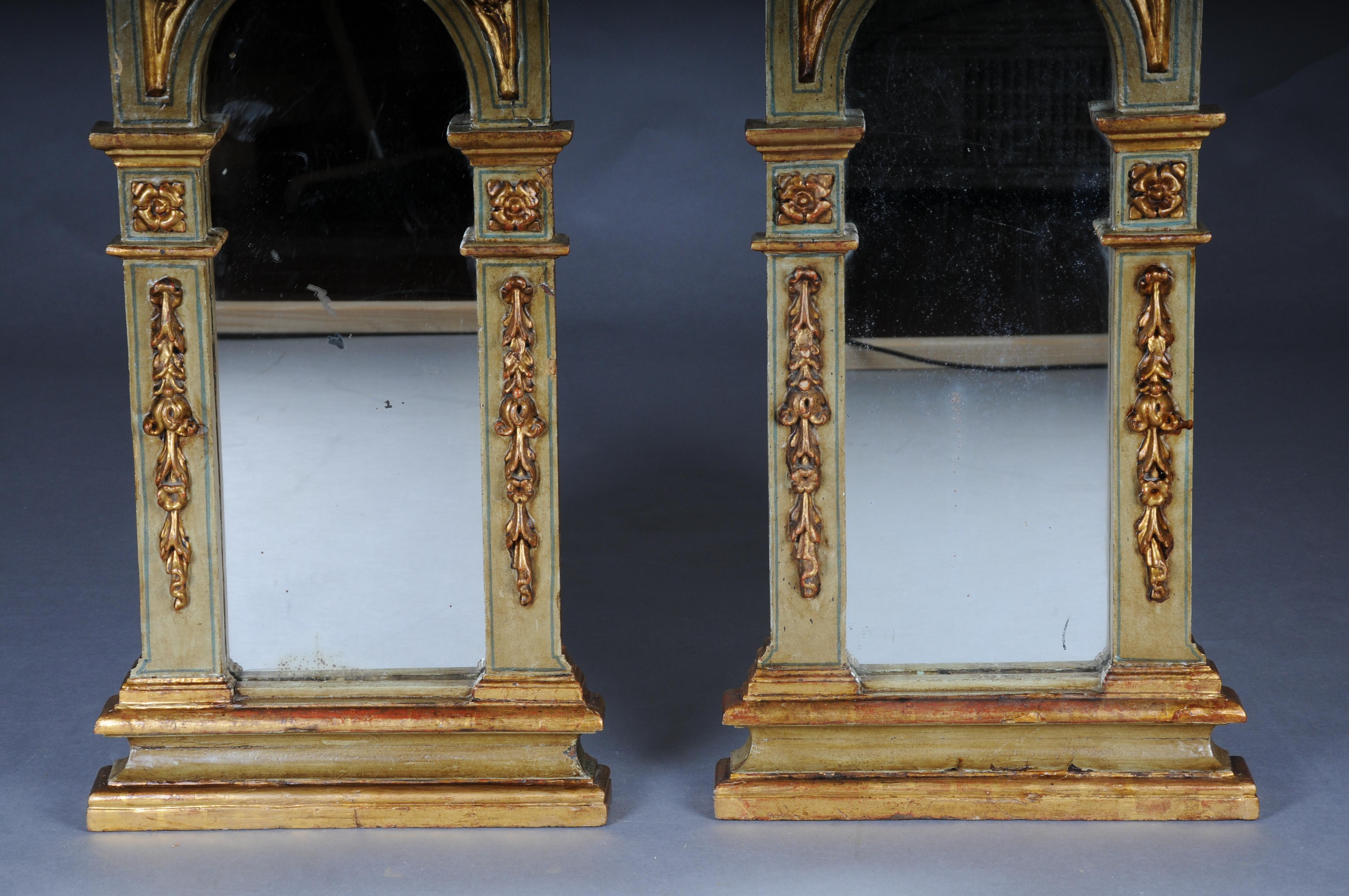 Specchio Coppia (2) di specchi da parete antichi di qualità museale, dorati, circa 1830 in vendita