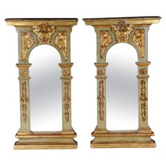 Pair (2) of museum-quality antique wall mirrors, gilded, circa 1830s