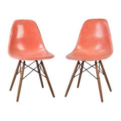 Pair '2' of Salmon Orange Herman Miller Original Eames DSW Side Shell Chair