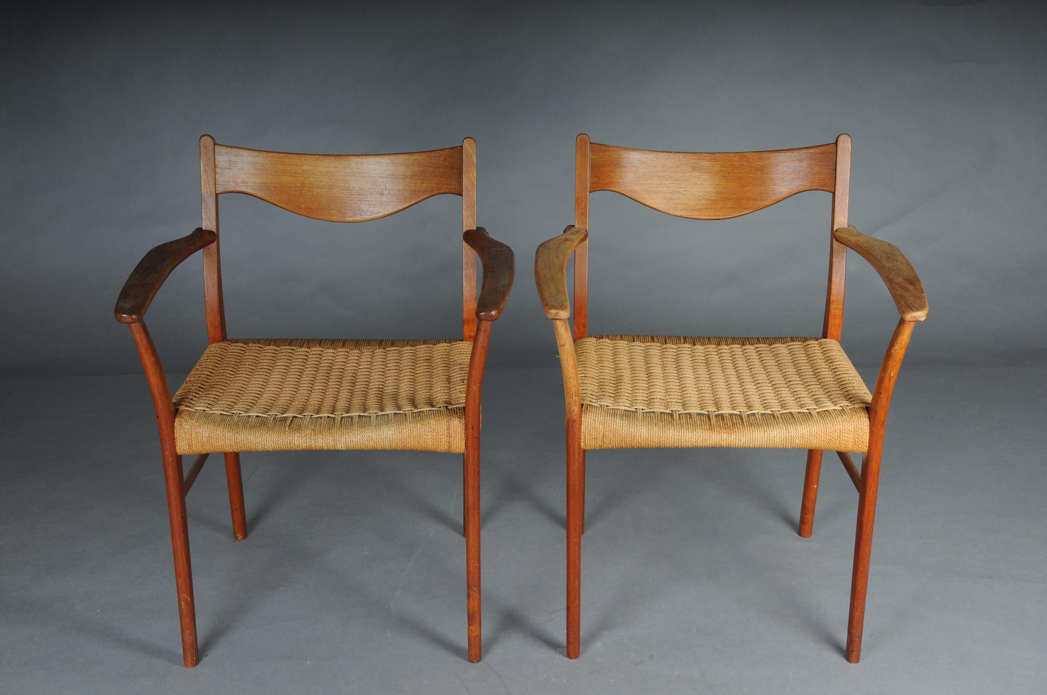 Pareja (2) de sillones escandinavos de teca y cuerda de Arne Wahl Iversen Escandinavo moderno en venta