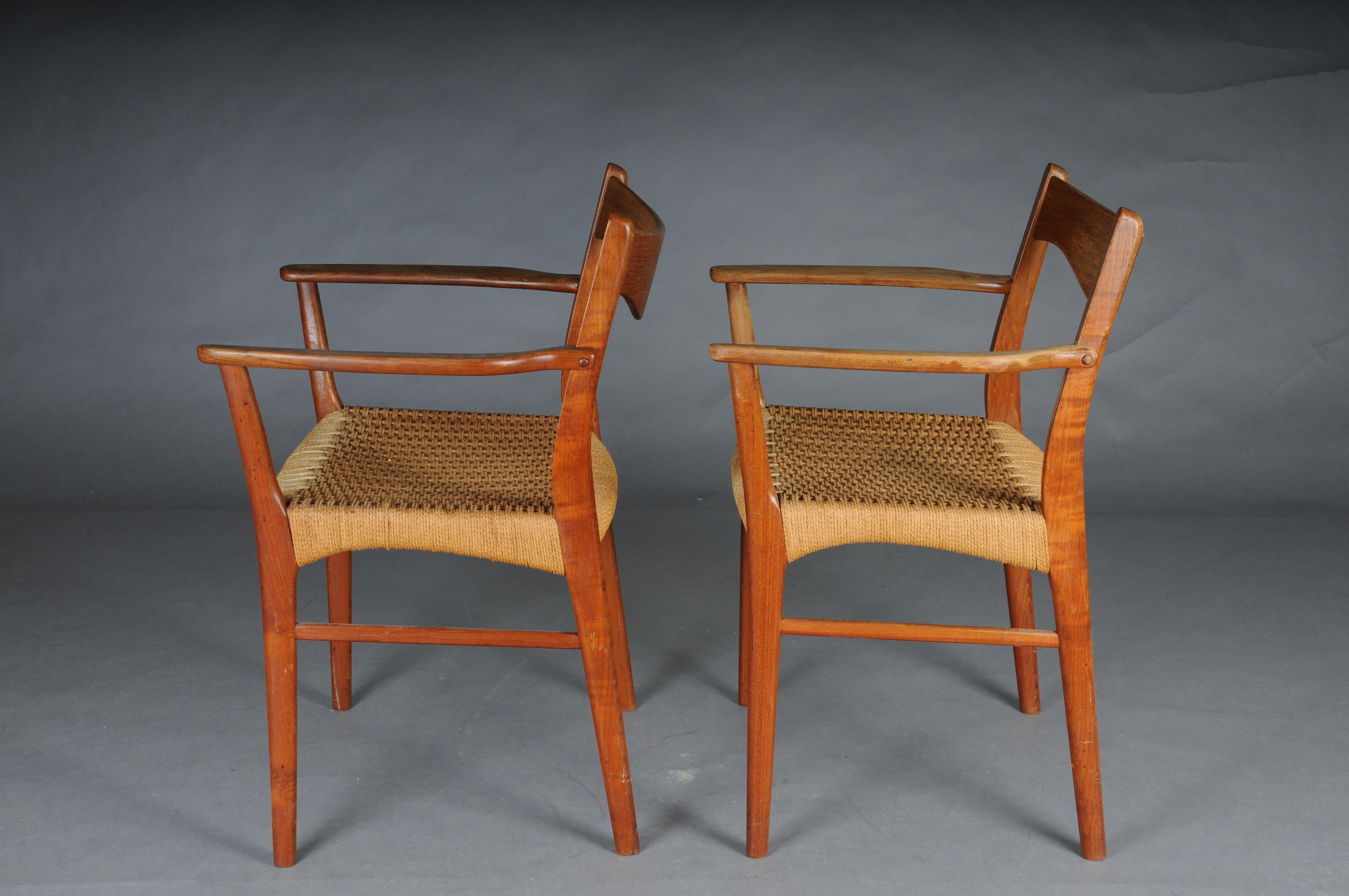 Pareja (2) de sillones escandinavos de teca y cuerda de Arne Wahl Iversen en Bueno estado para la venta en Berlin, DE