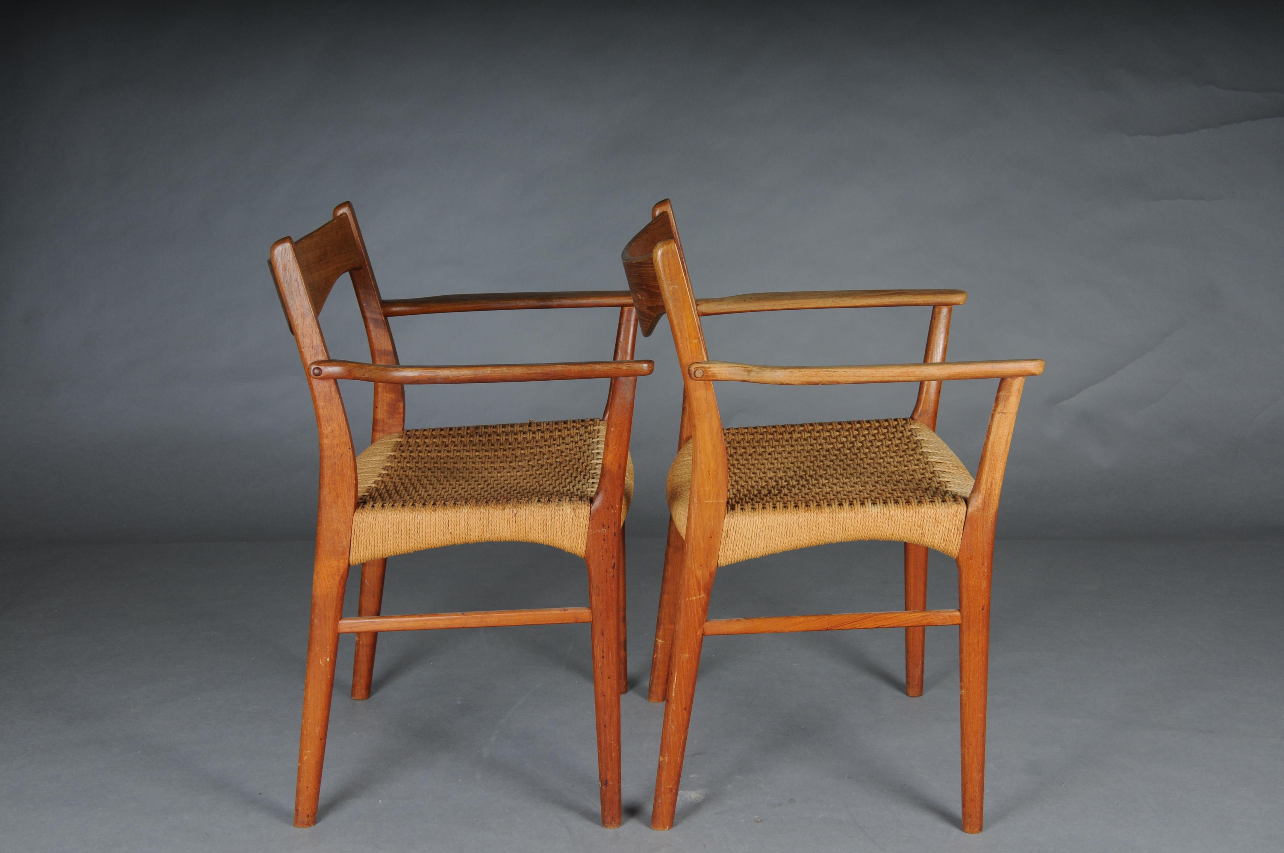 Pareja (2) de sillones escandinavos de teca y cuerda de Arne Wahl Iversen Soga en venta