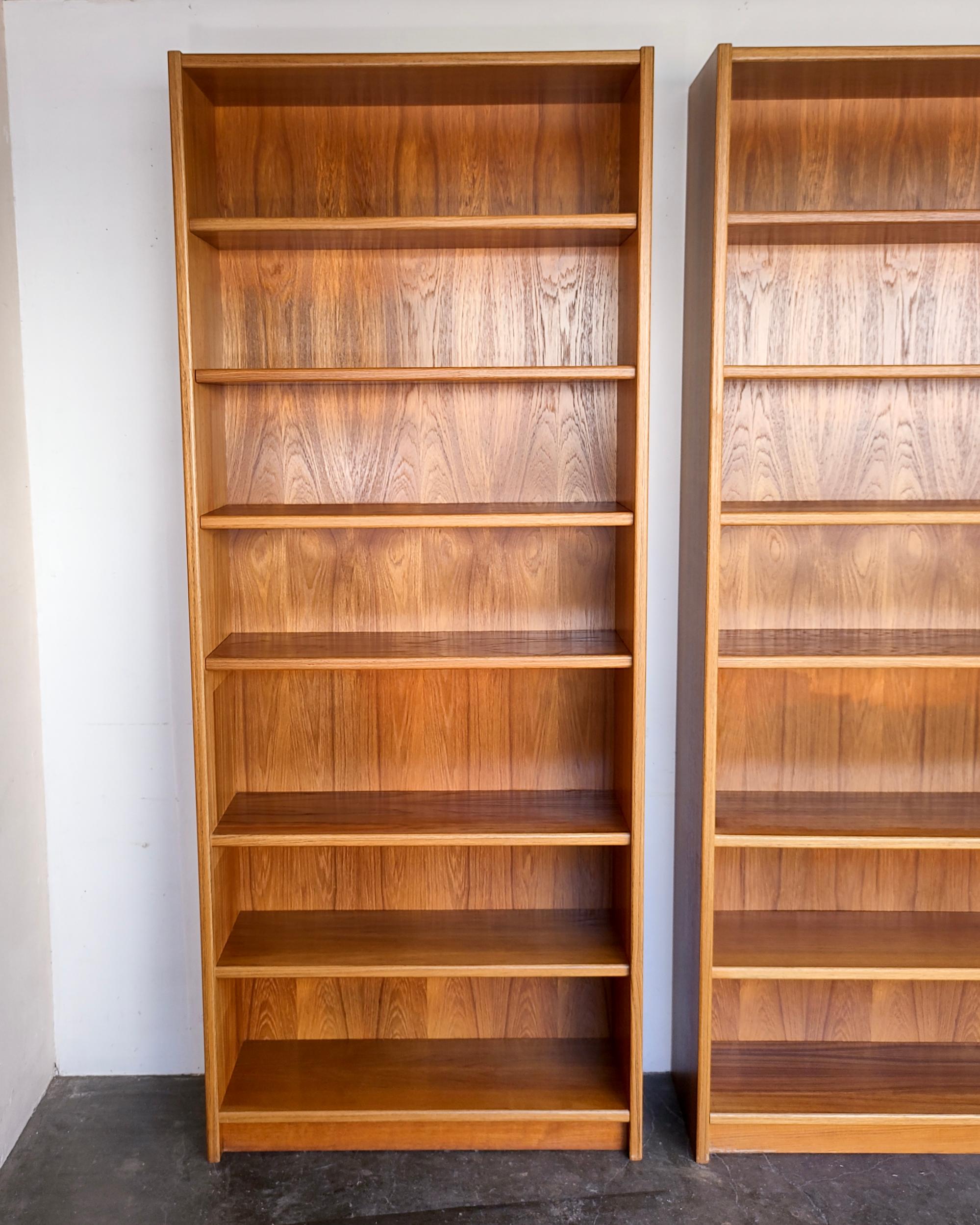 Mid-Century Modern Pair '2' of Tall Mid-Century Danish Modern Teak Bookshelves