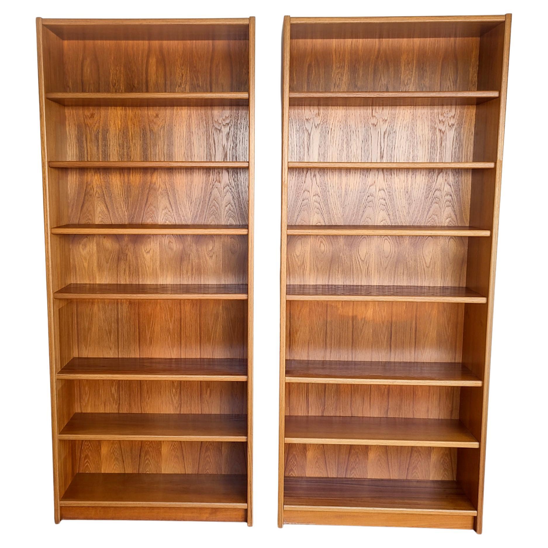 Pair '2' of Tall Mid-Century Danish Modern Teak Bookshelves