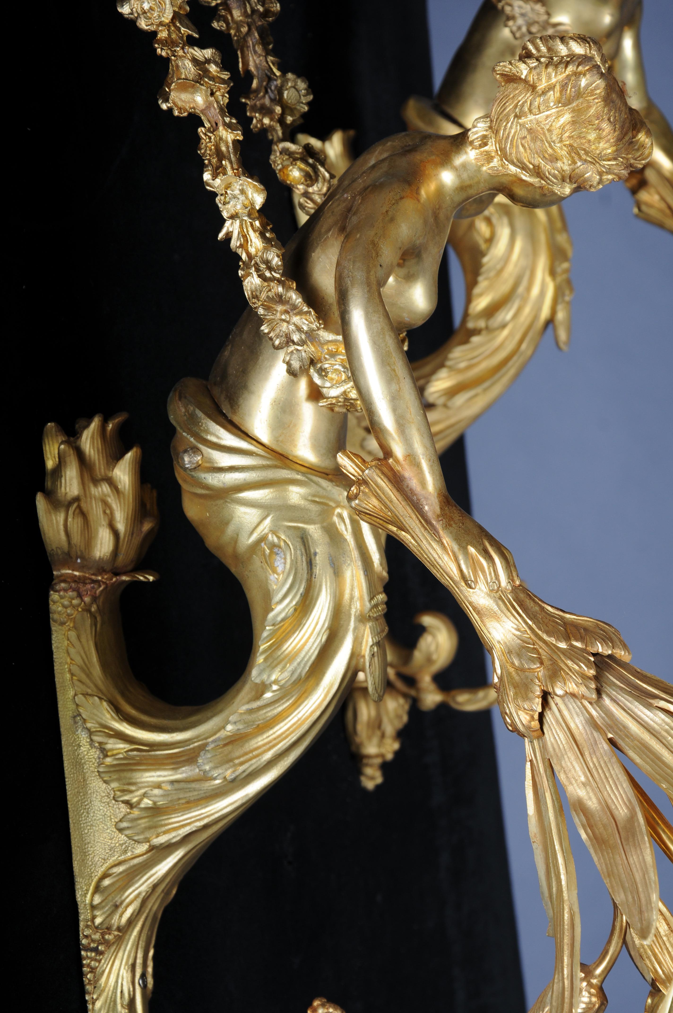 Paire (2) d'appliques françaises uniques, bronze doré, Paris, 20e siècle en vente 4