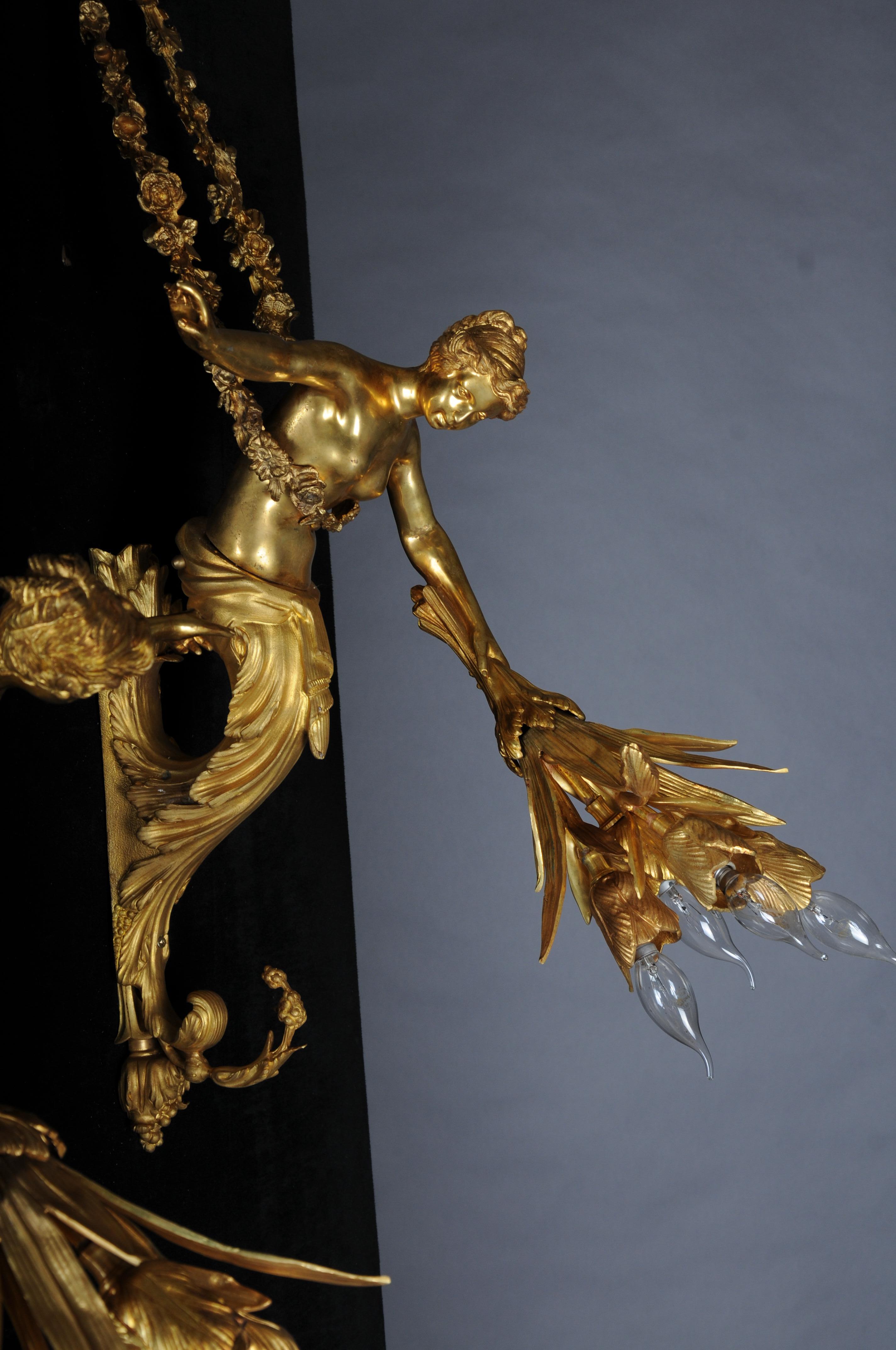 Paire (2) d'appliques françaises uniques, bronze doré, Paris, 20e siècle en vente 6