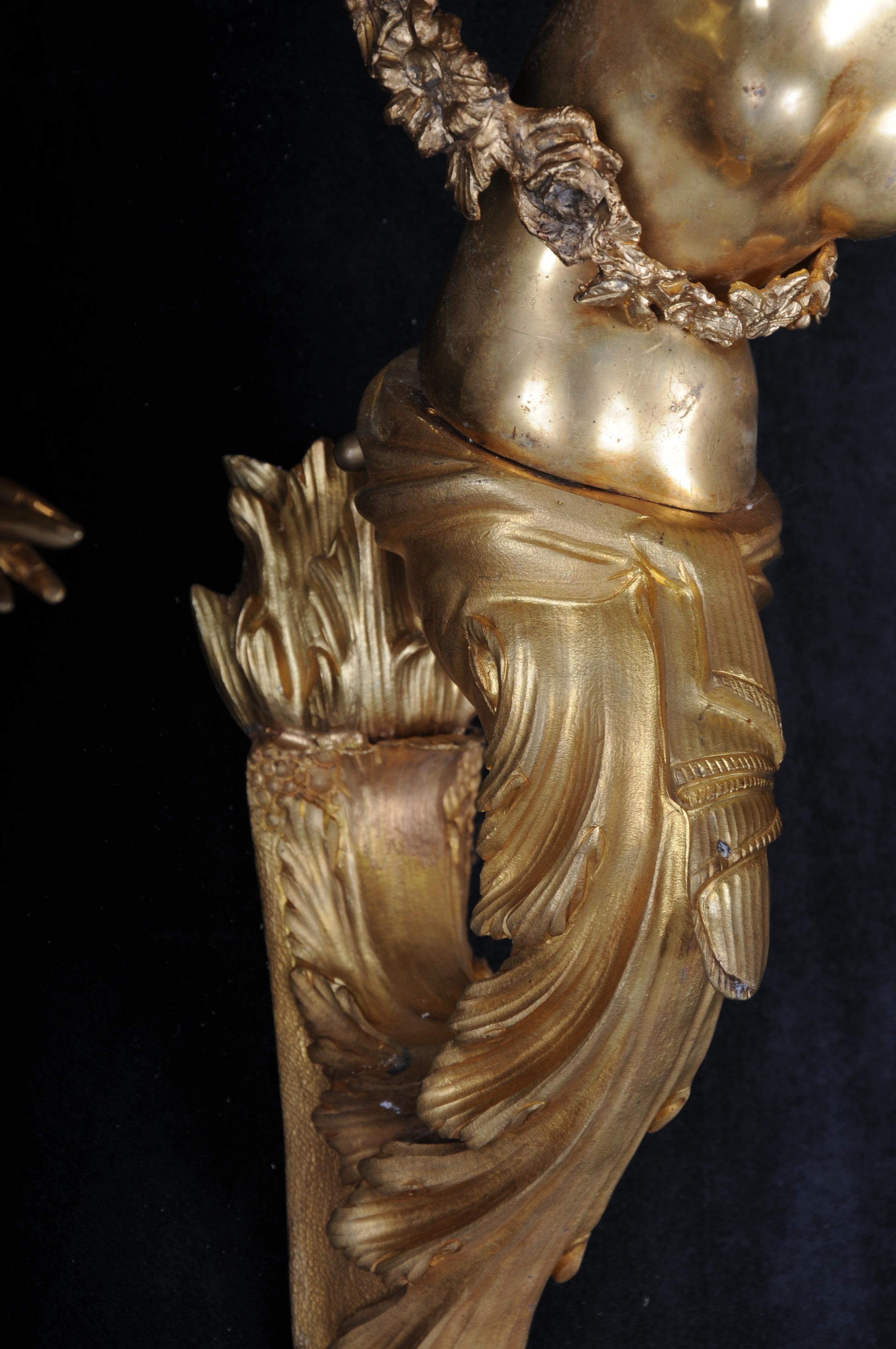 Paire (2) d'appliques françaises uniques, bronze doré, Paris, 20e siècle en vente 7