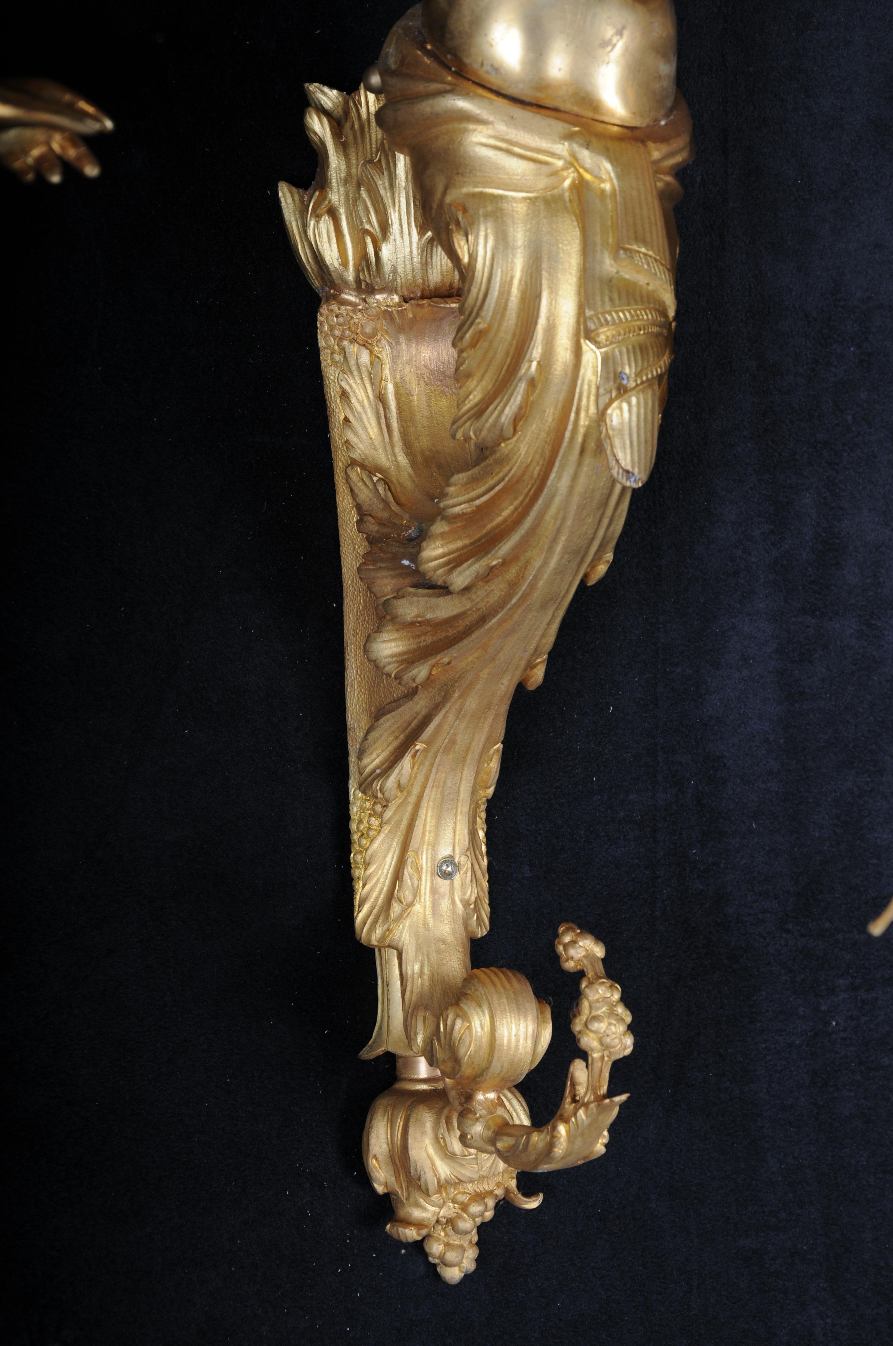 Paire (2) d'appliques françaises uniques, bronze doré, Paris, 20e siècle en vente 10