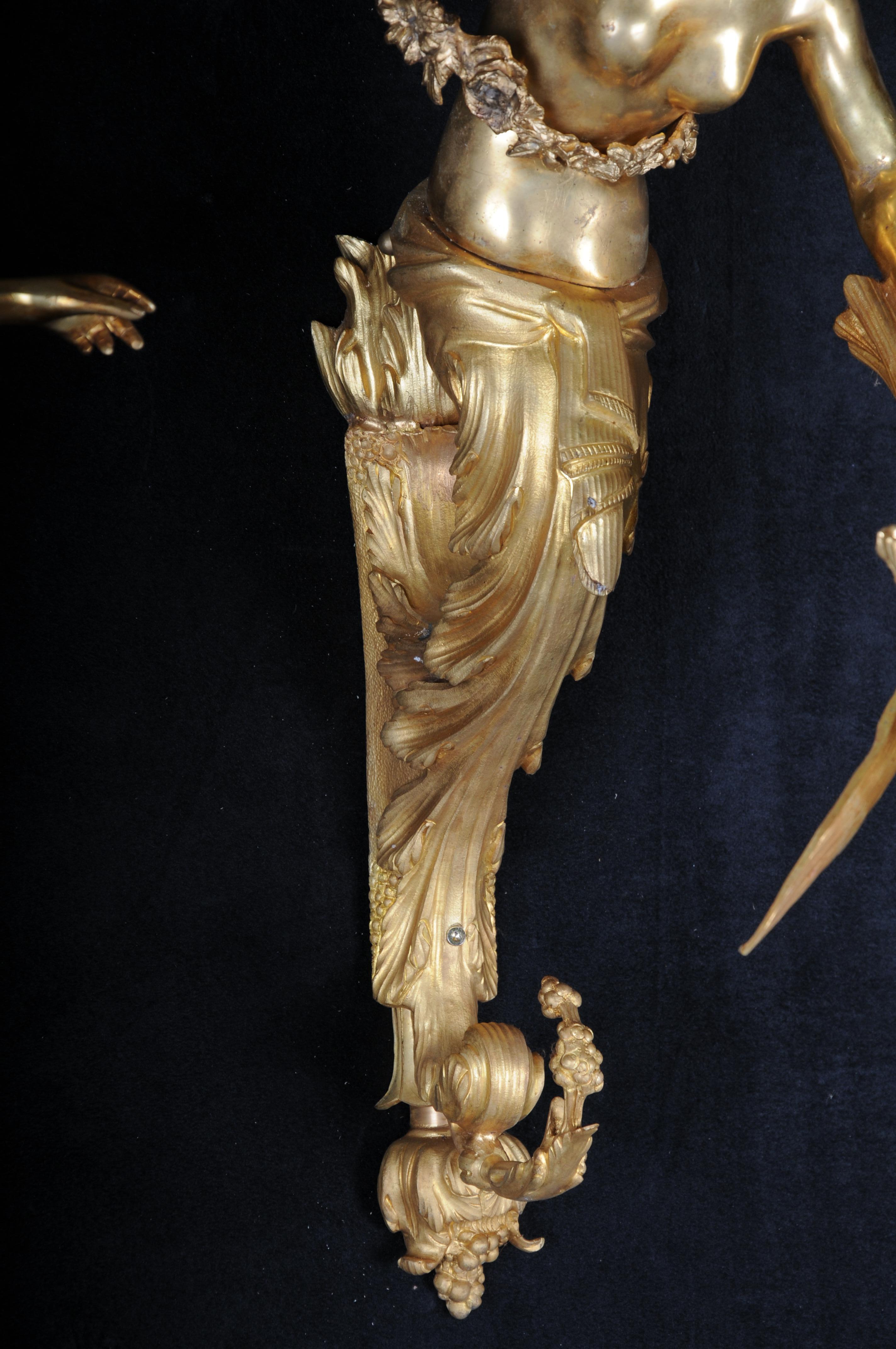 Laiton Paire (2) d'appliques françaises uniques, bronze doré, Paris, 20e siècle en vente