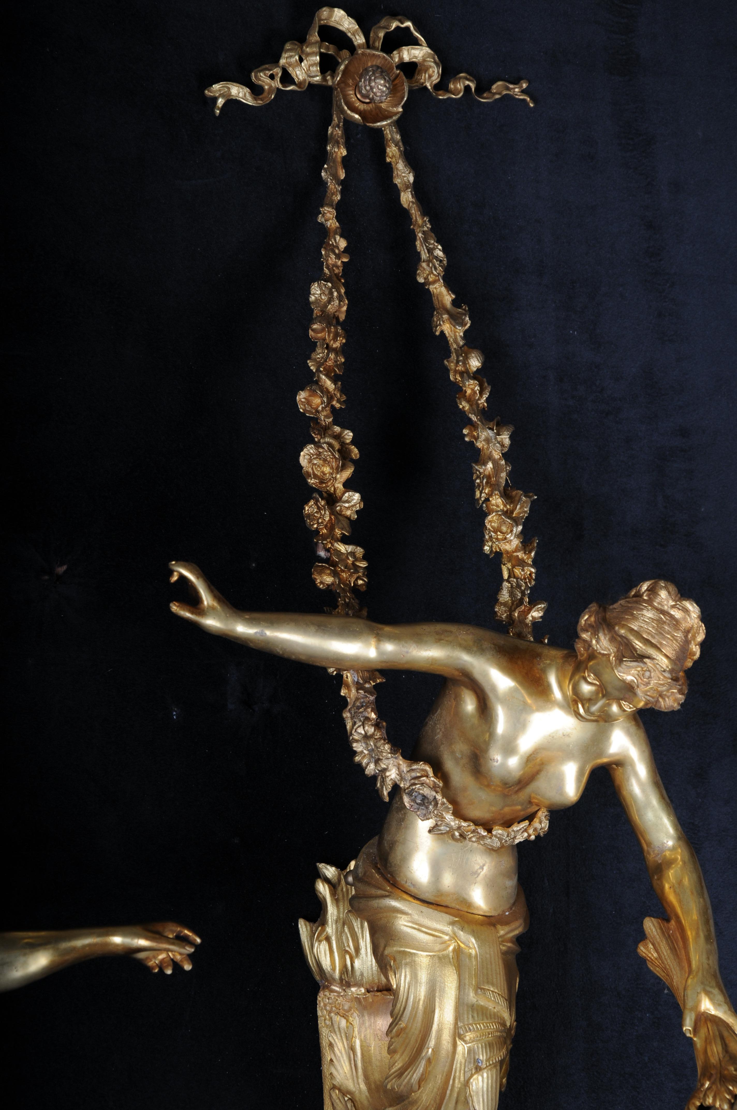 Paire (2) d'appliques françaises uniques, bronze doré, Paris, 20e siècle en vente 1