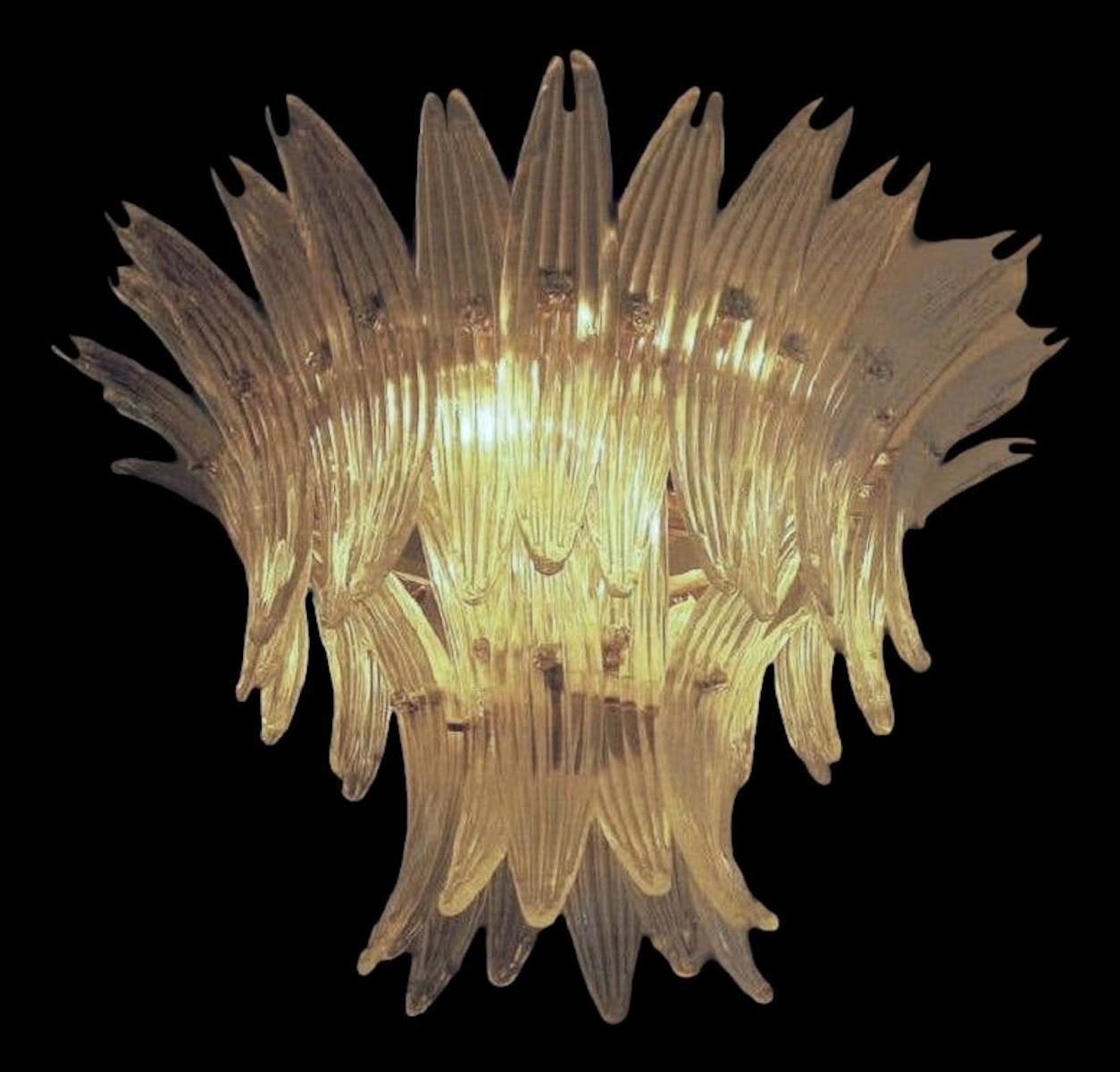 Pair 2 Tier Murano Glass Palmette Chandelier Flush Mount by Barovier Toso, Italy 8