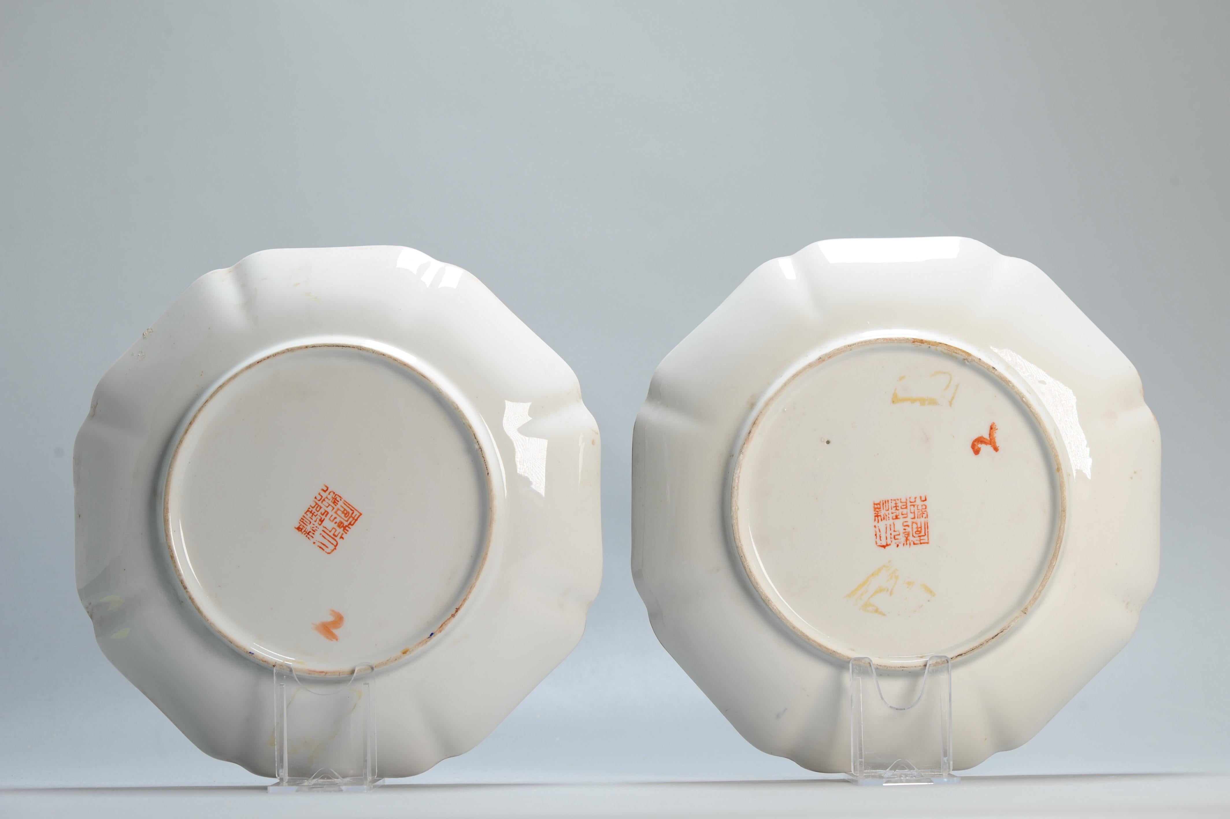 Pair 20th c Chinese Porcelain Marked Orange Plater Flowers Bird Marked Base For Sale 7