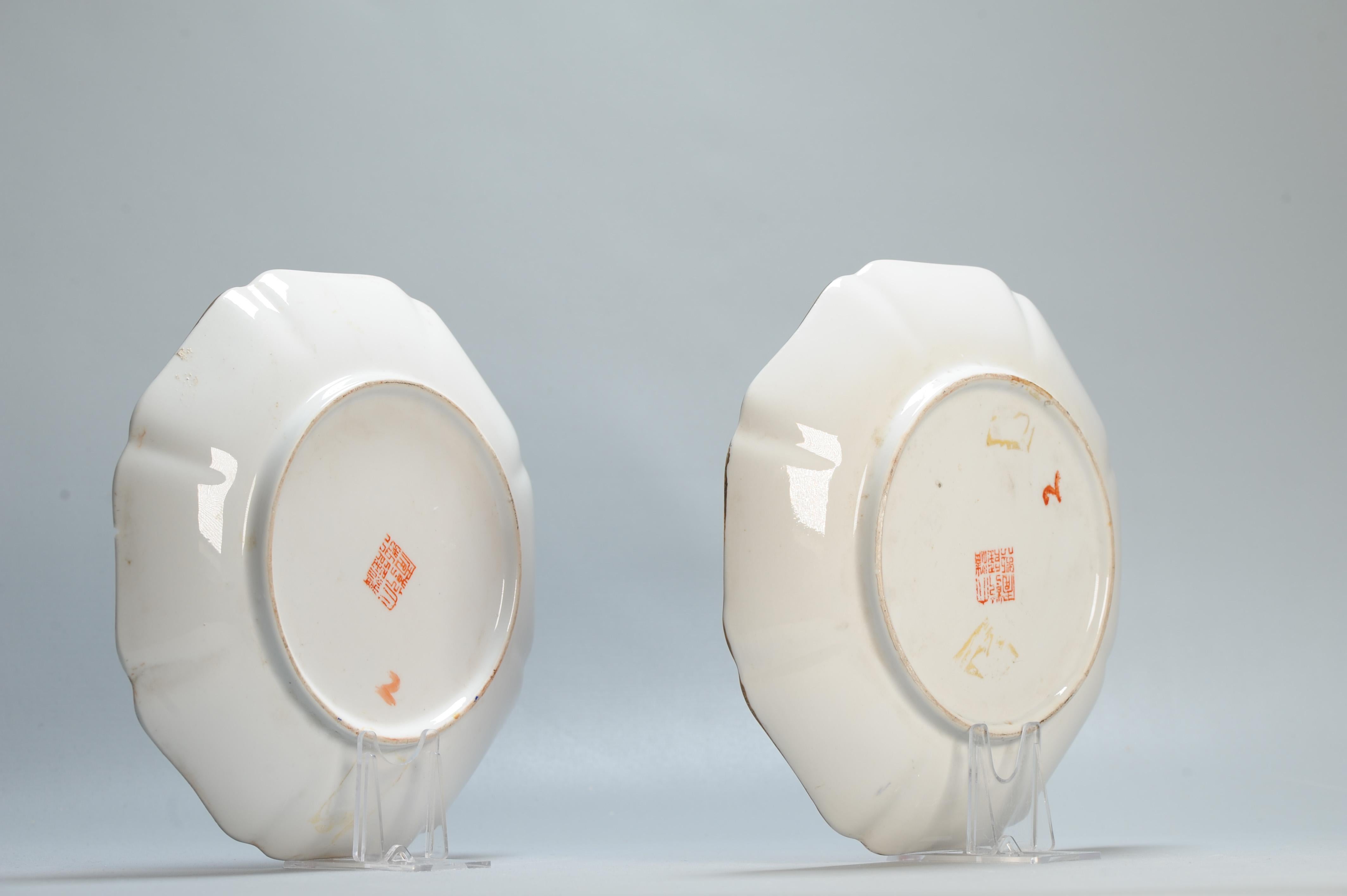 Pair 20th c Chinese Porcelain Marked Orange Plater Flowers Bird Marked Base For Sale 1