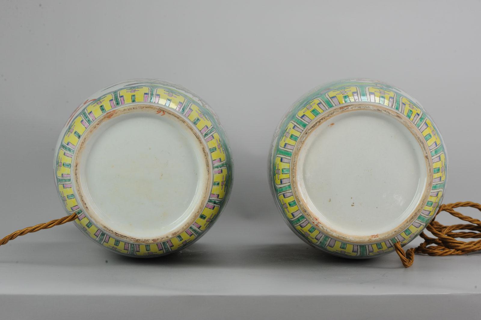vases en porcelaine chinois du 20ème siècle Vases à oiseaux Fenghuang Lamp:: paire en vente 4