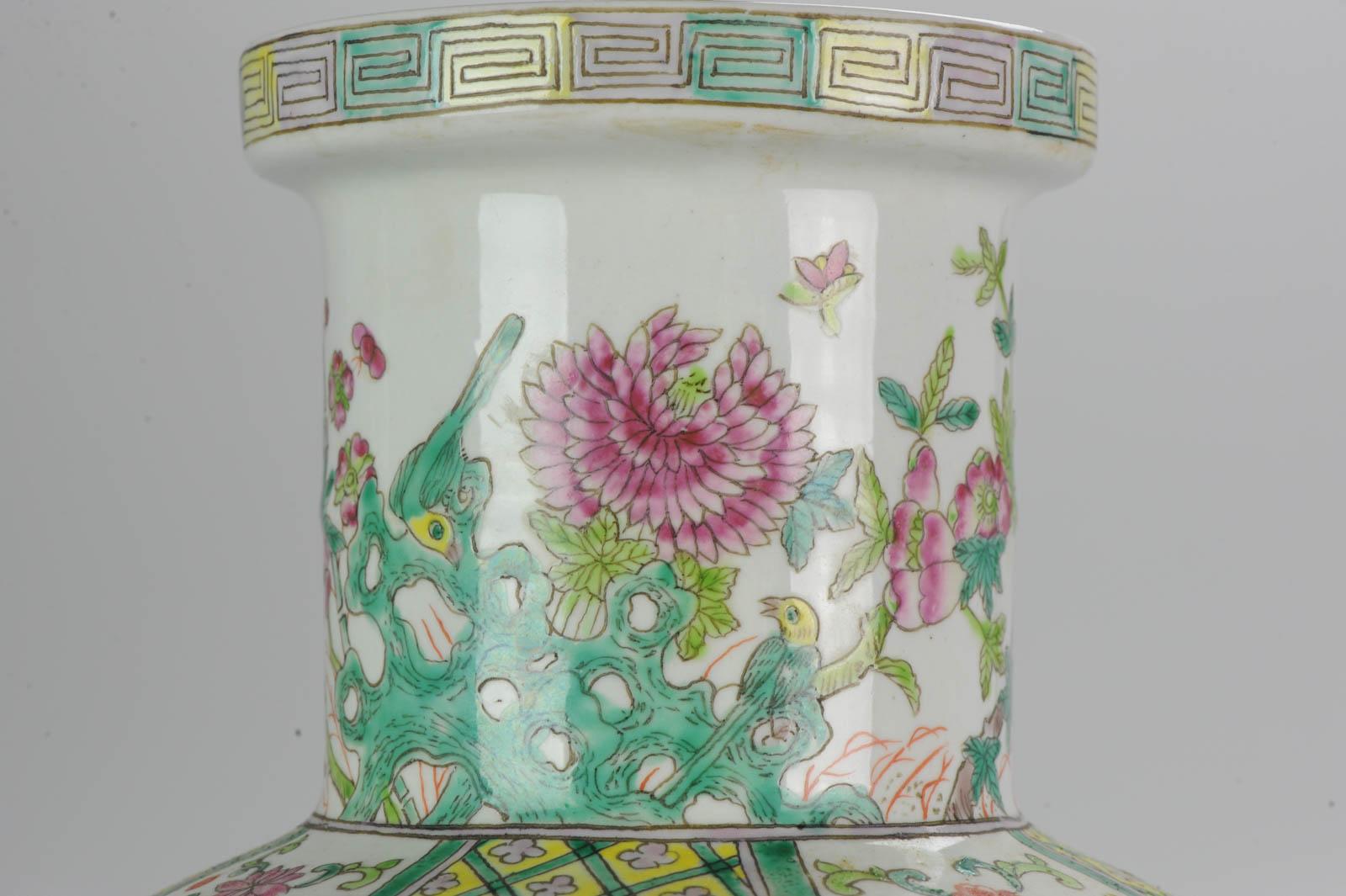 20th Century Chinese Porcelain Vases PRoC Lamp Fenghuang Bird Vases Roses, Pair For Sale 4