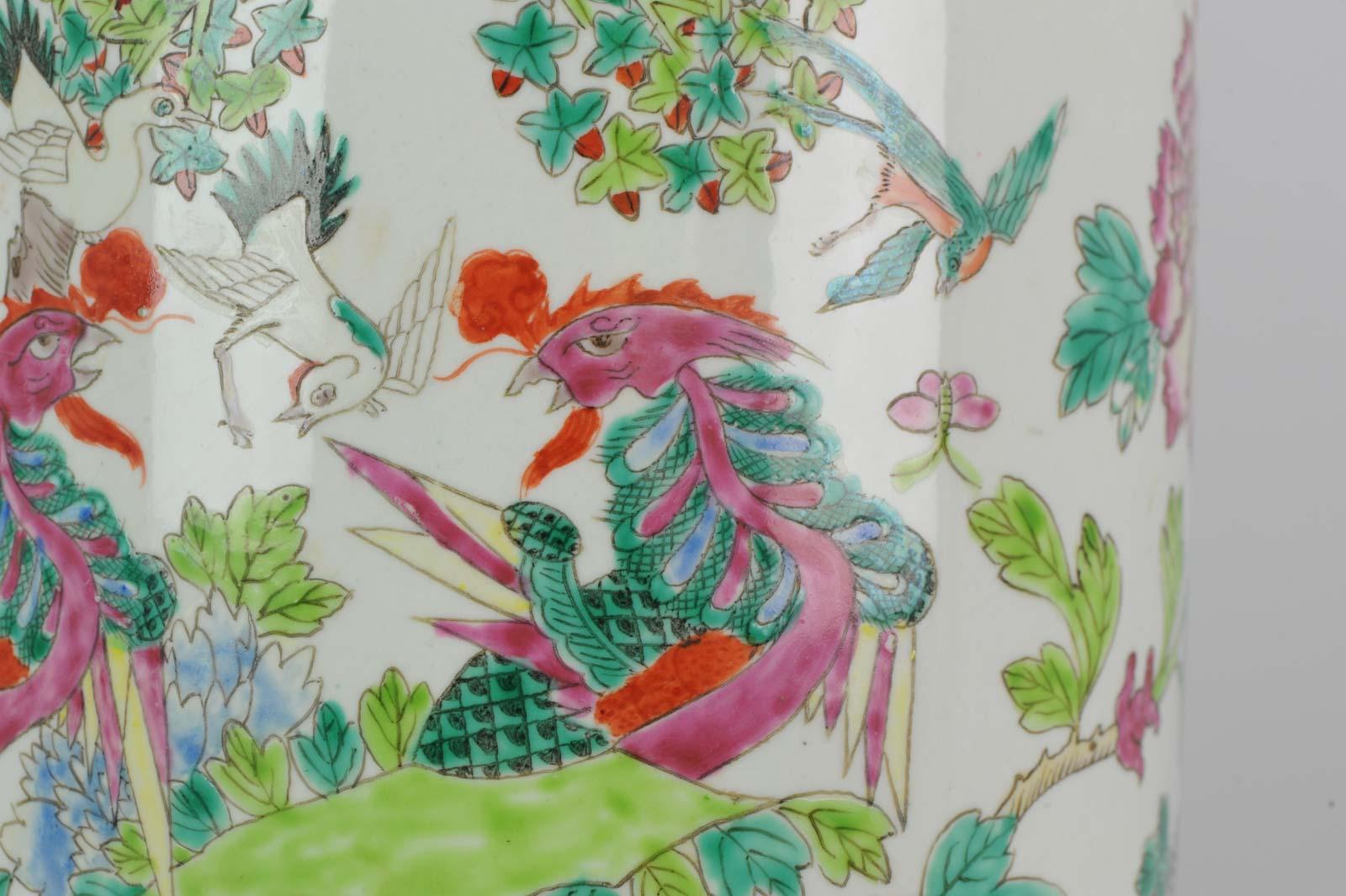 chinesische Porzellanvasen des 20. Jahrhunderts PRoC Lampe Fenghuang Vogelvasen Rosen:: Paar im Angebot 4