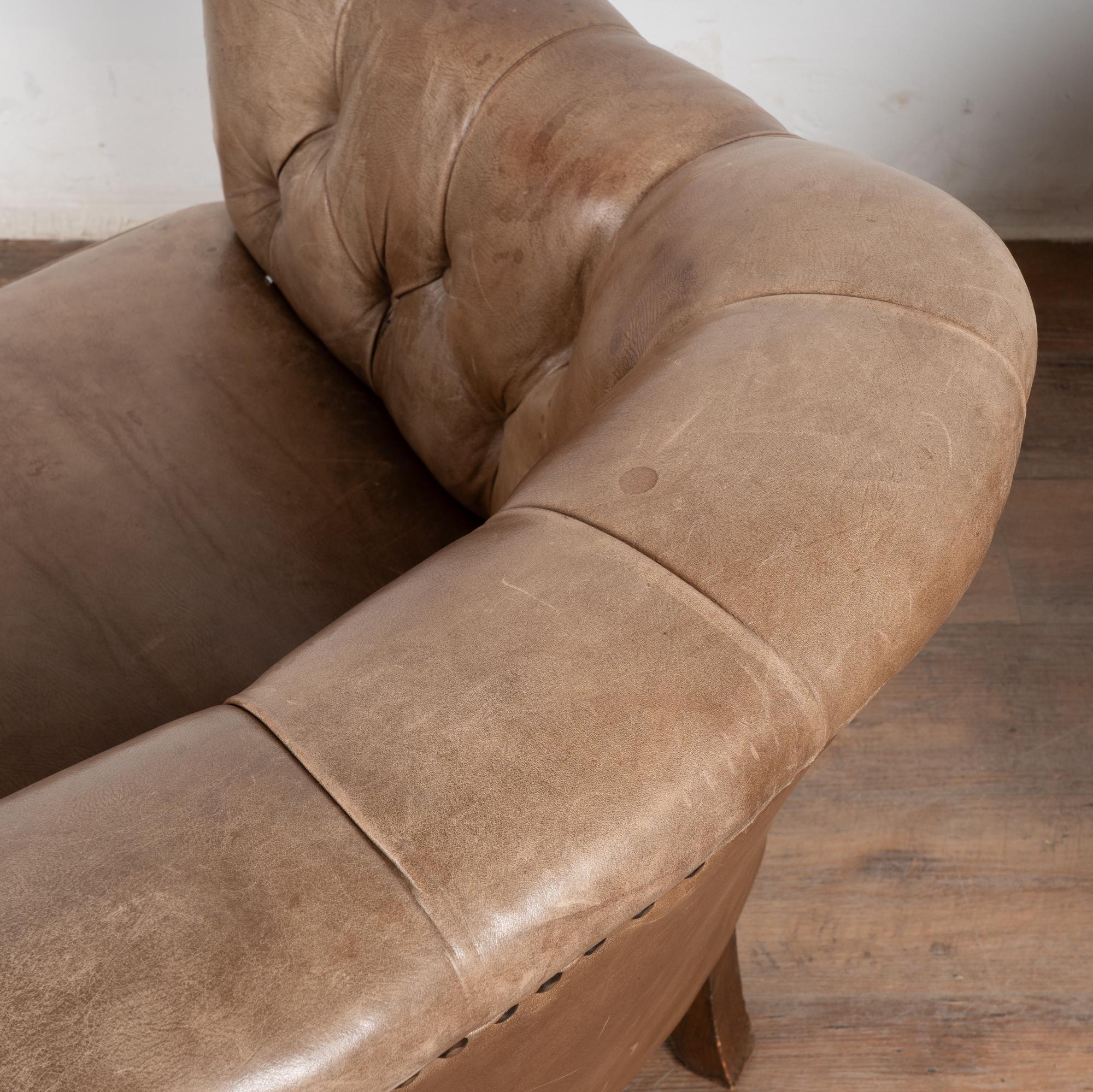 Pair, 20th Century Brown Leather Barrel Back Club Chairs, Sweden 7
