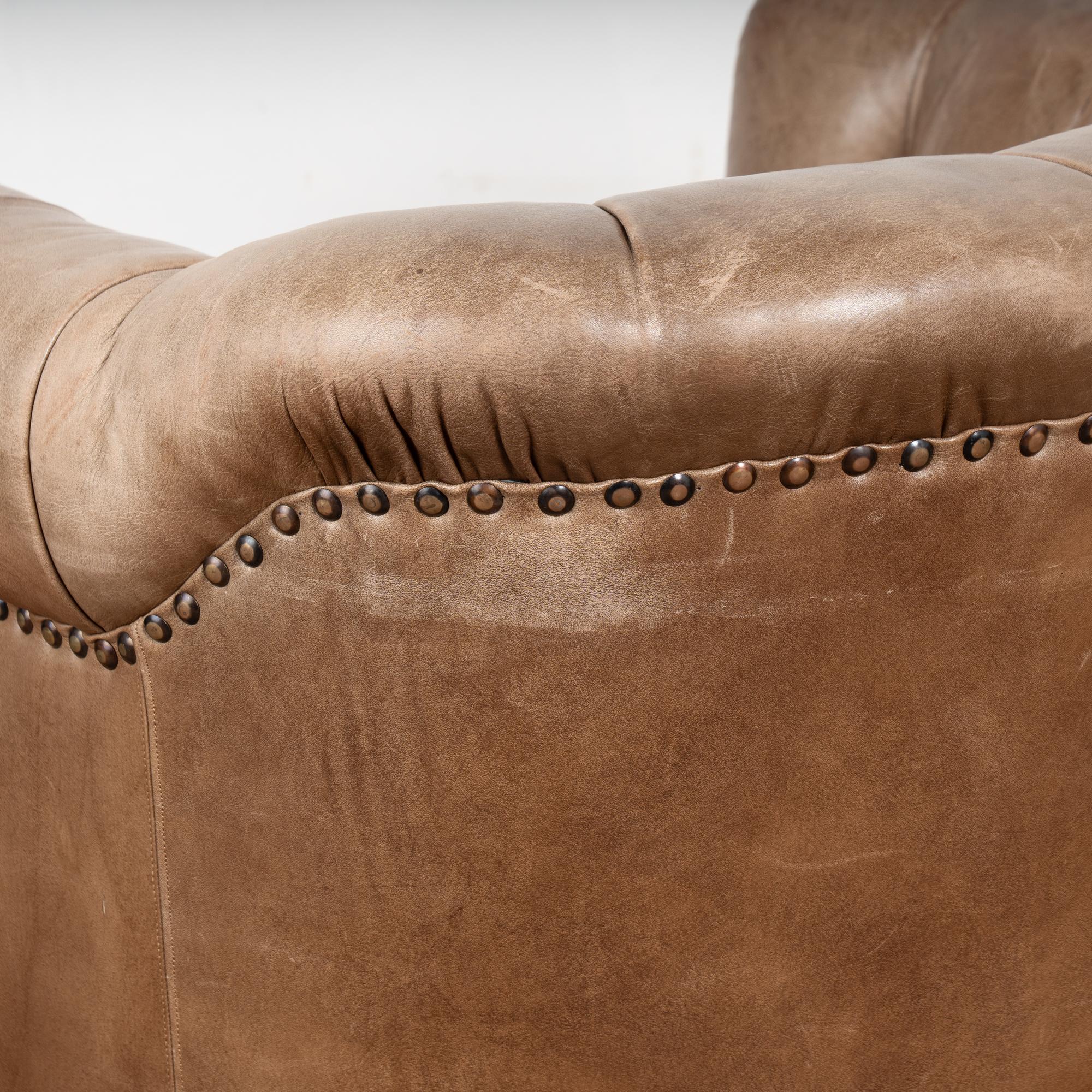 Pair, 20th Century Brown Leather Barrel Back Club Chairs, Sweden 8