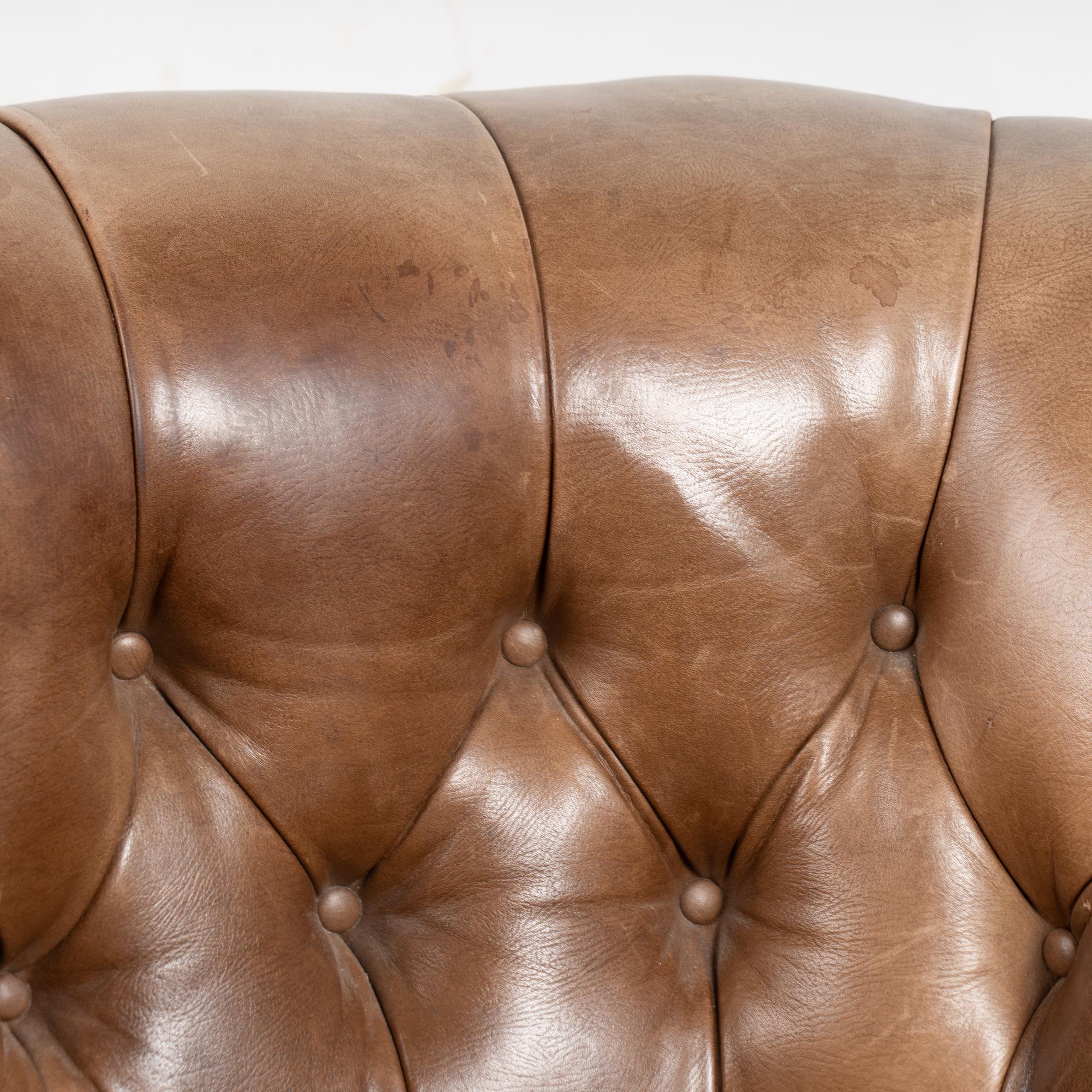 Pair, 20th Century Brown Leather Barrel Back Club Chairs, Sweden 4
