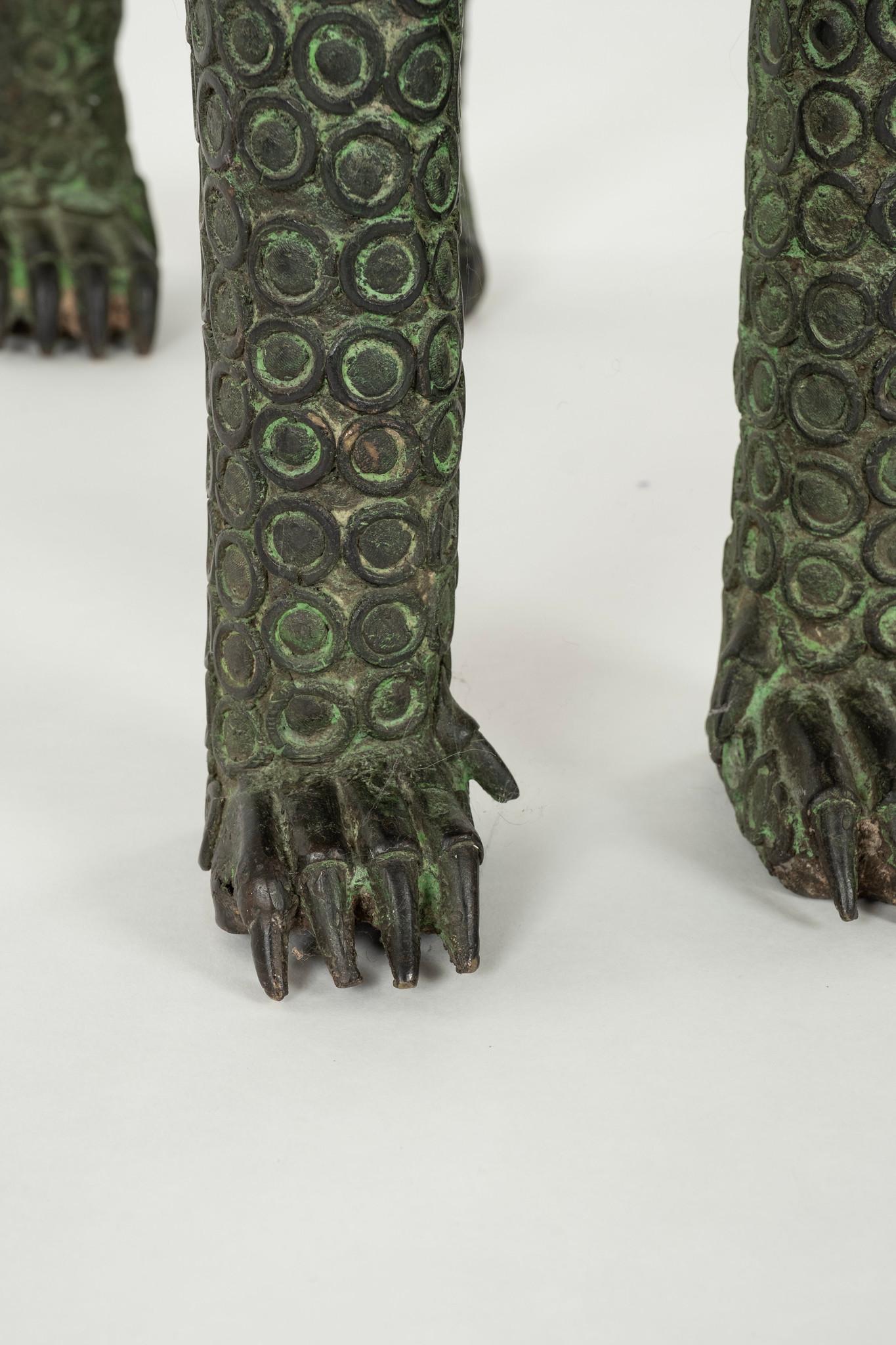 Pair 20th Century Byzantine Style Bronze Leopards 7