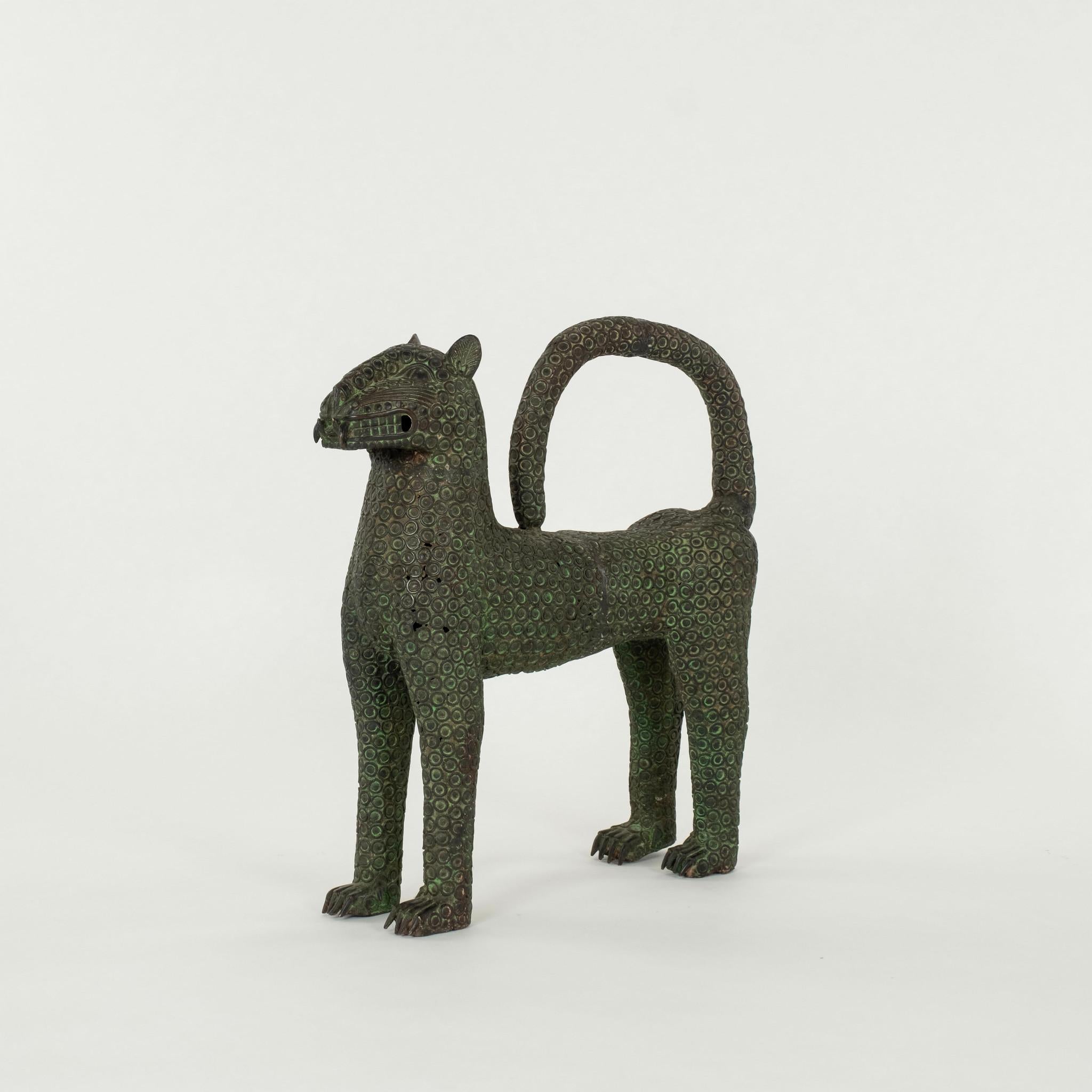 Pair 20th Century Byzantine Style Bronze Leopards In Good Condition In Houston, TX