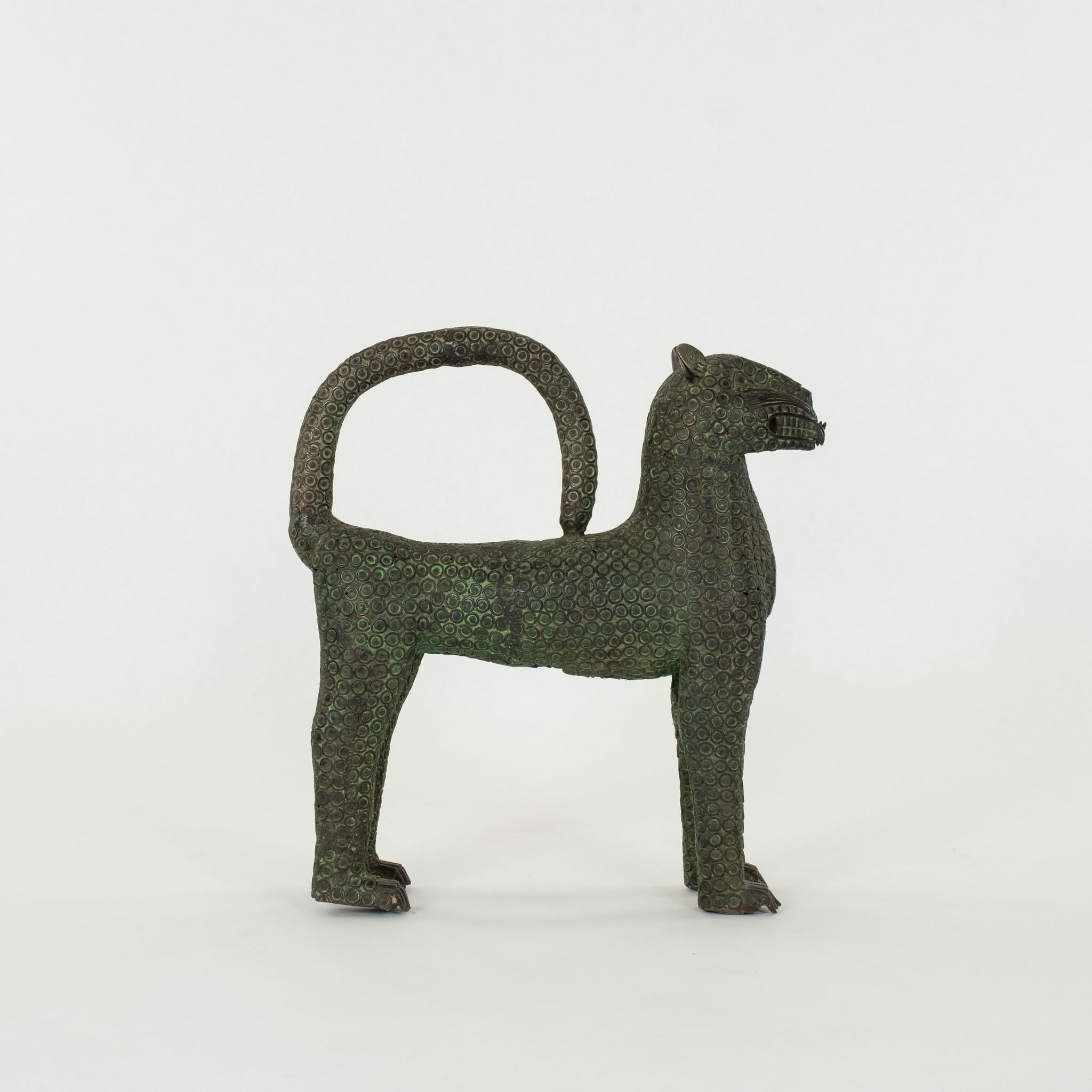 Pair 20th Century Byzantine Style Bronze Leopards 2
