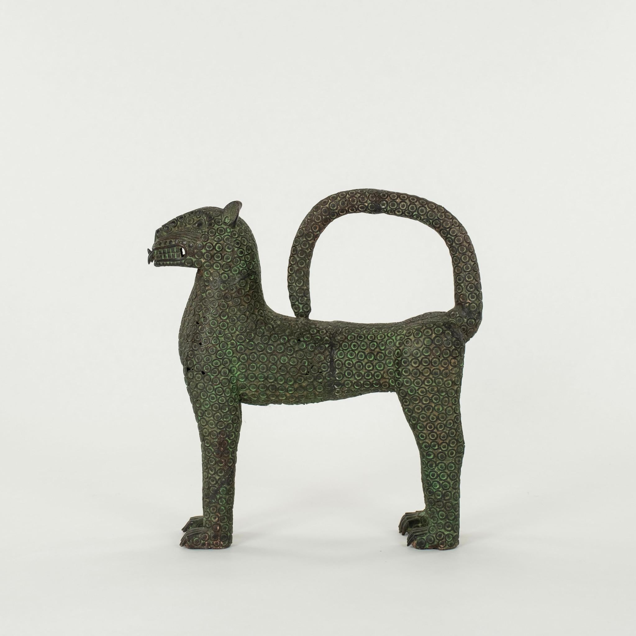 Pair 20th Century Byzantine Style Bronze Leopards 3