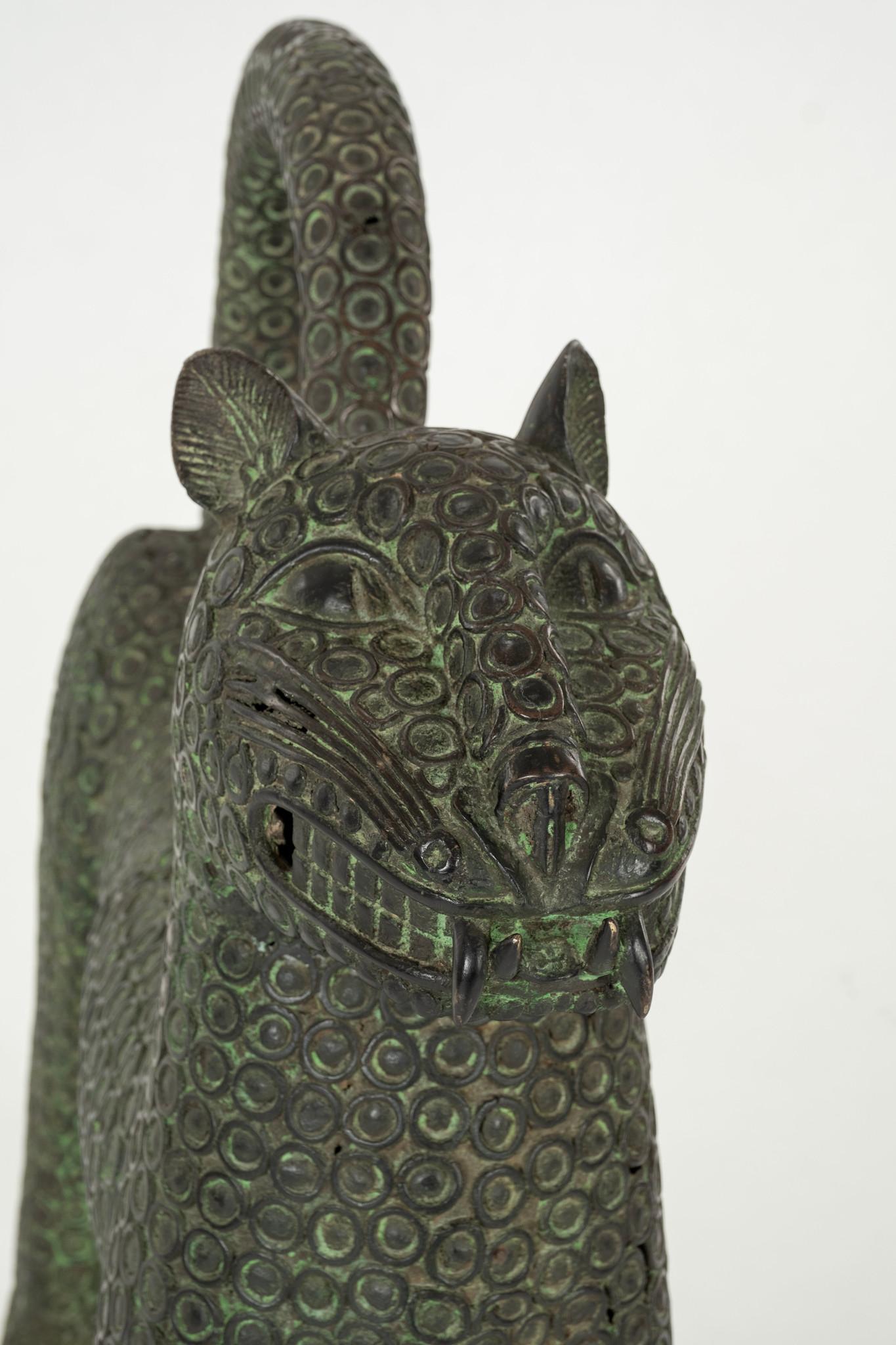 Pair 20th Century Byzantine Style Bronze Leopards 6