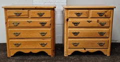 Pair 20th Century Early American Style Pine Bachelors Chests of Drawers
