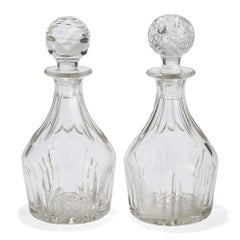 Pair 20th Century English Cut Glass Decanters Bottles