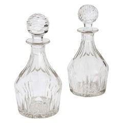 Pair 20th Century English Cut Glass Decanters Bottles