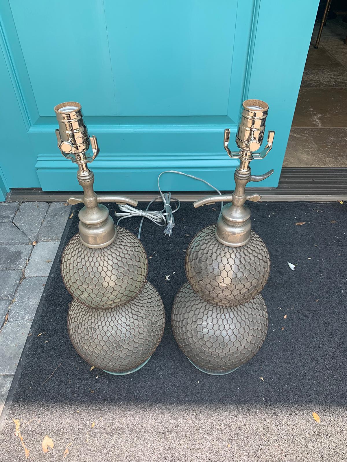Pair of English Seltzer Bottles as Table Lamps by B.A. & Co of London 5