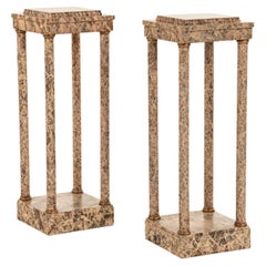Pair 20th Century Faux Marble Neoclassical Pedestals