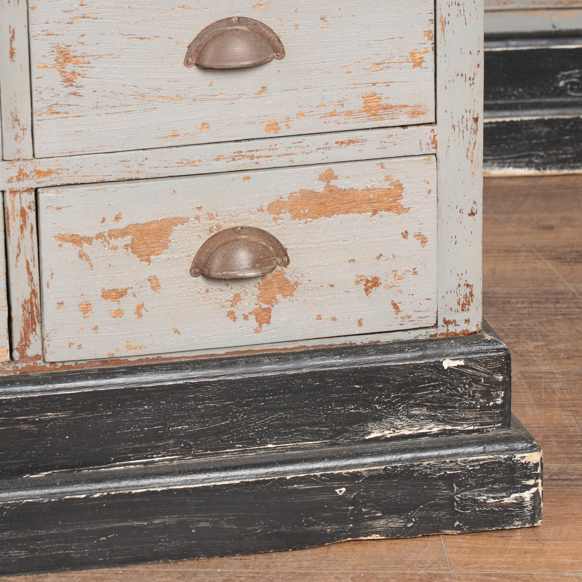 Pair, 20th Century French Gray Painted Apothecary Counters with 15 Drawers each For Sale 7