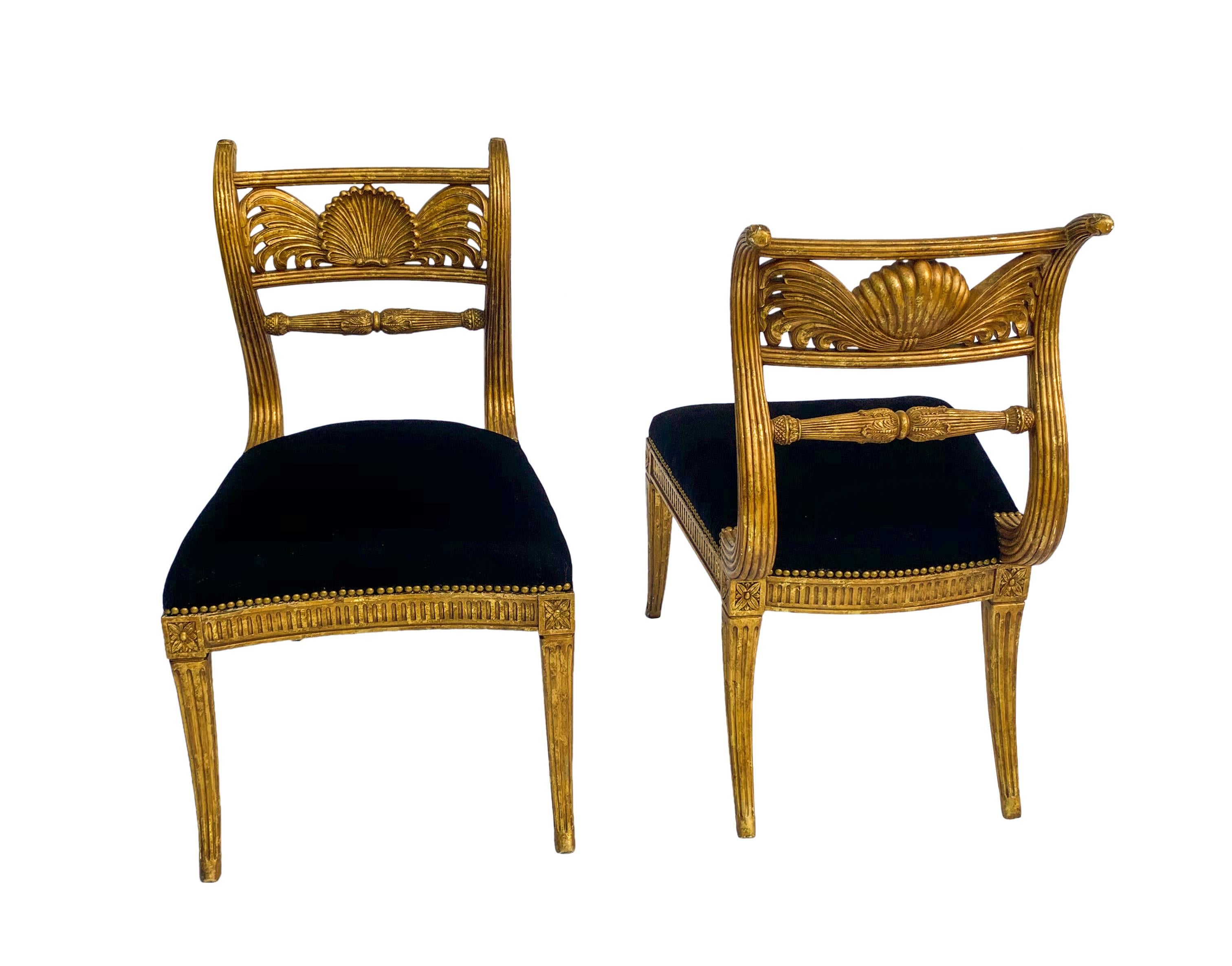 Pair of 20th Century Gilded Regency Style Side Chairs by Maitland Smith 2
