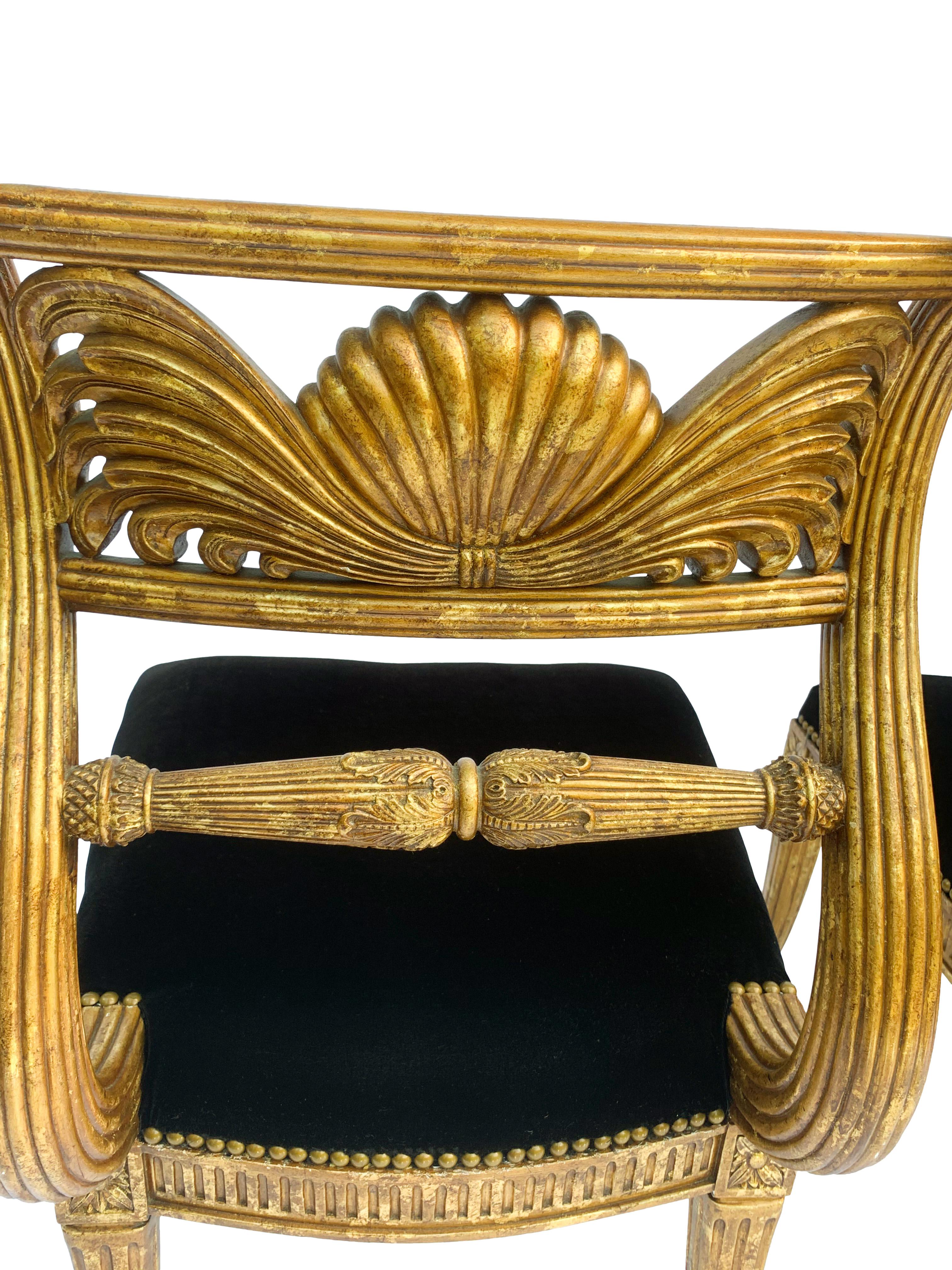 Pair of 20th Century Gilded Regency Style Side Chairs by Maitland Smith 3