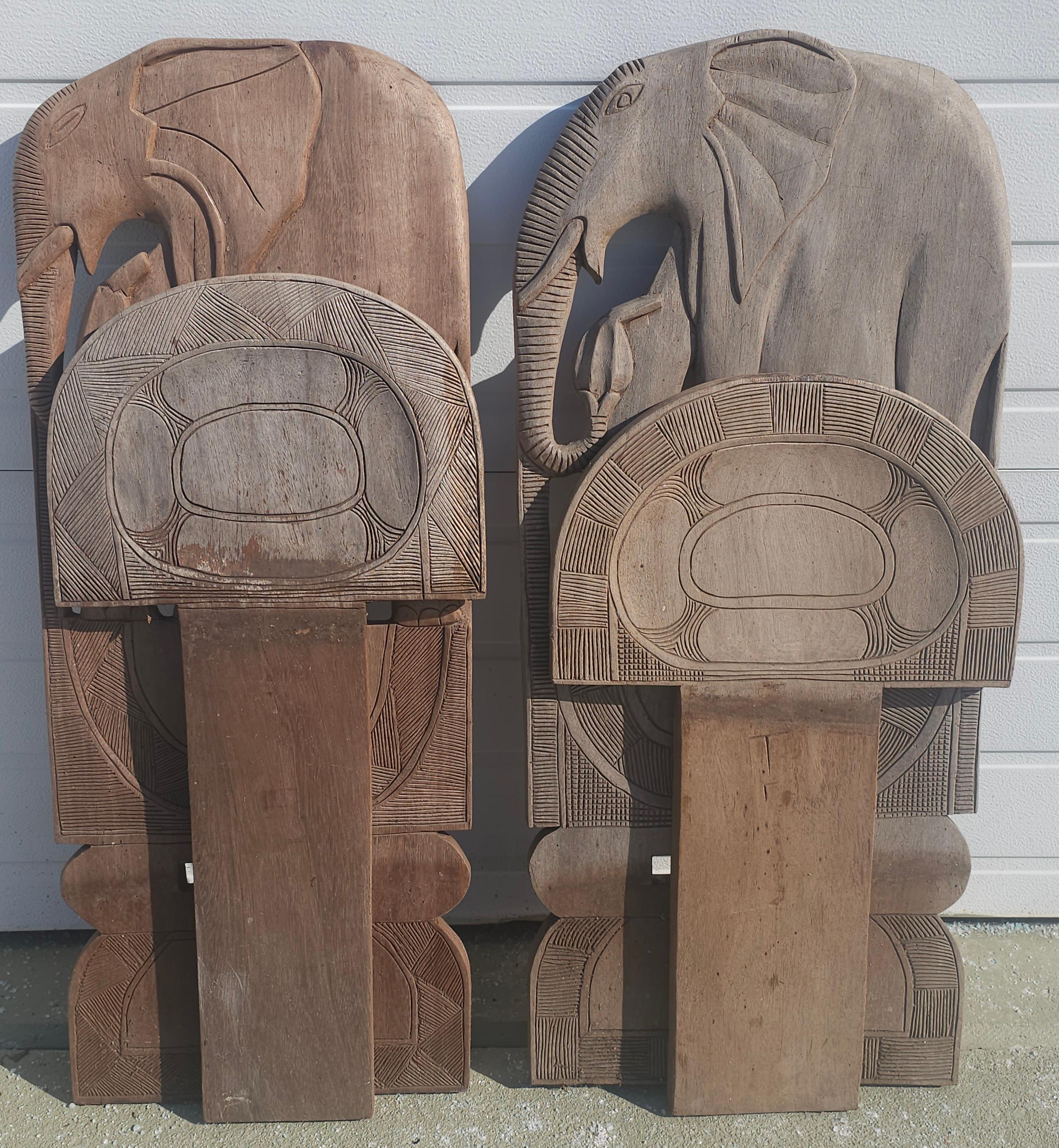 Paire de chaises longues en forme d'éléphant primitif du 20e siècle, fabriquées à la main en vente 4