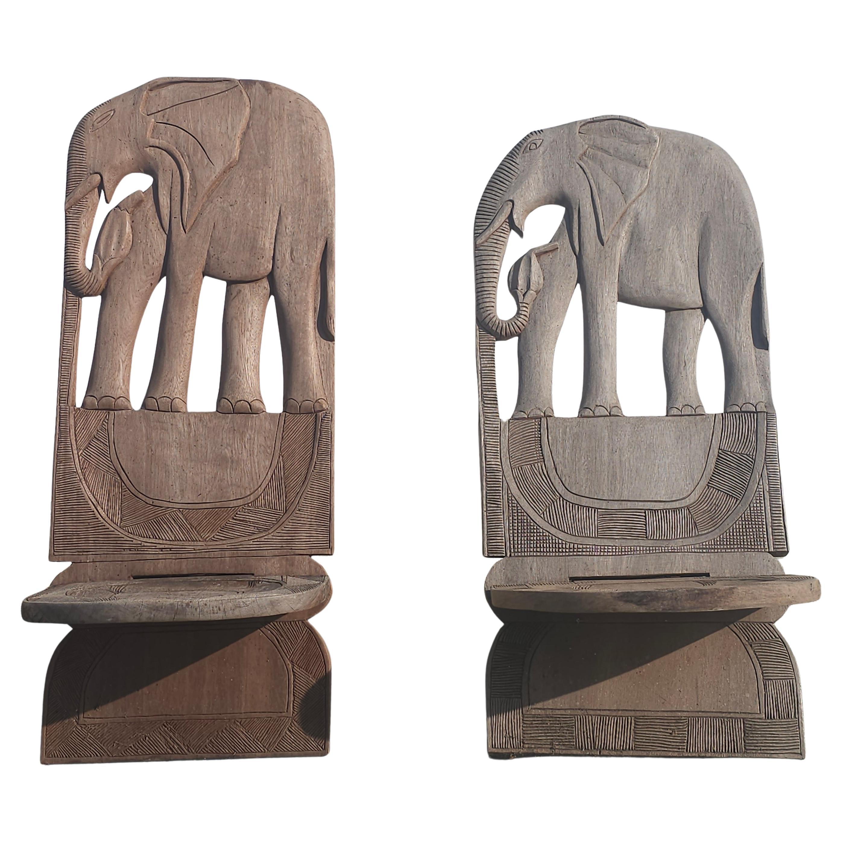 Pair 20th Century Hand-Crafted Primitive Elephant Lounge Chairs