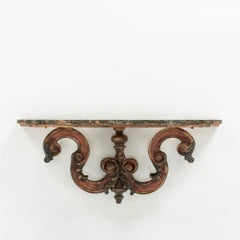 Pair 20th Century Italian Carved Polychrome Wall Shelves