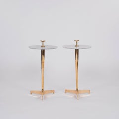 Pair 20th Century Italian Gilt Bronze Marble Side Tables
