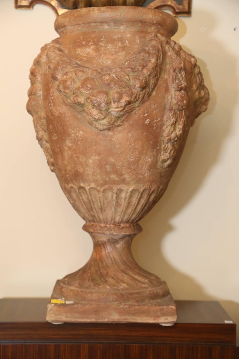 Pair of 20th Century Italian Terra Cotta Urns For Sale at 1stDibs