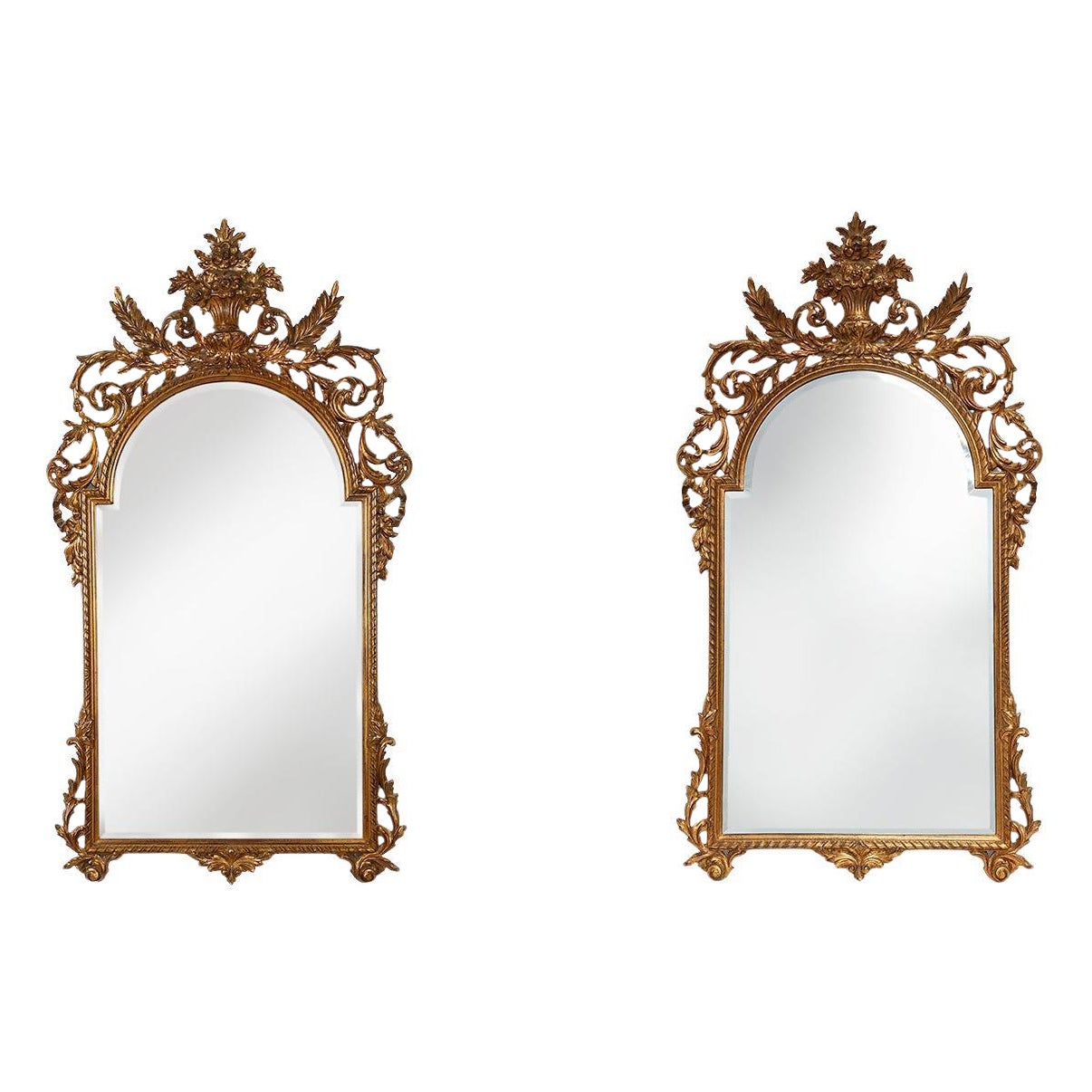 Pair 20th Century Large Baroque gilt Mirrors by Deknudt, Belgium For Sale