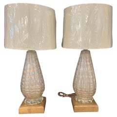 Pair 20th Century Murano Lamps with New Wiring and Shades