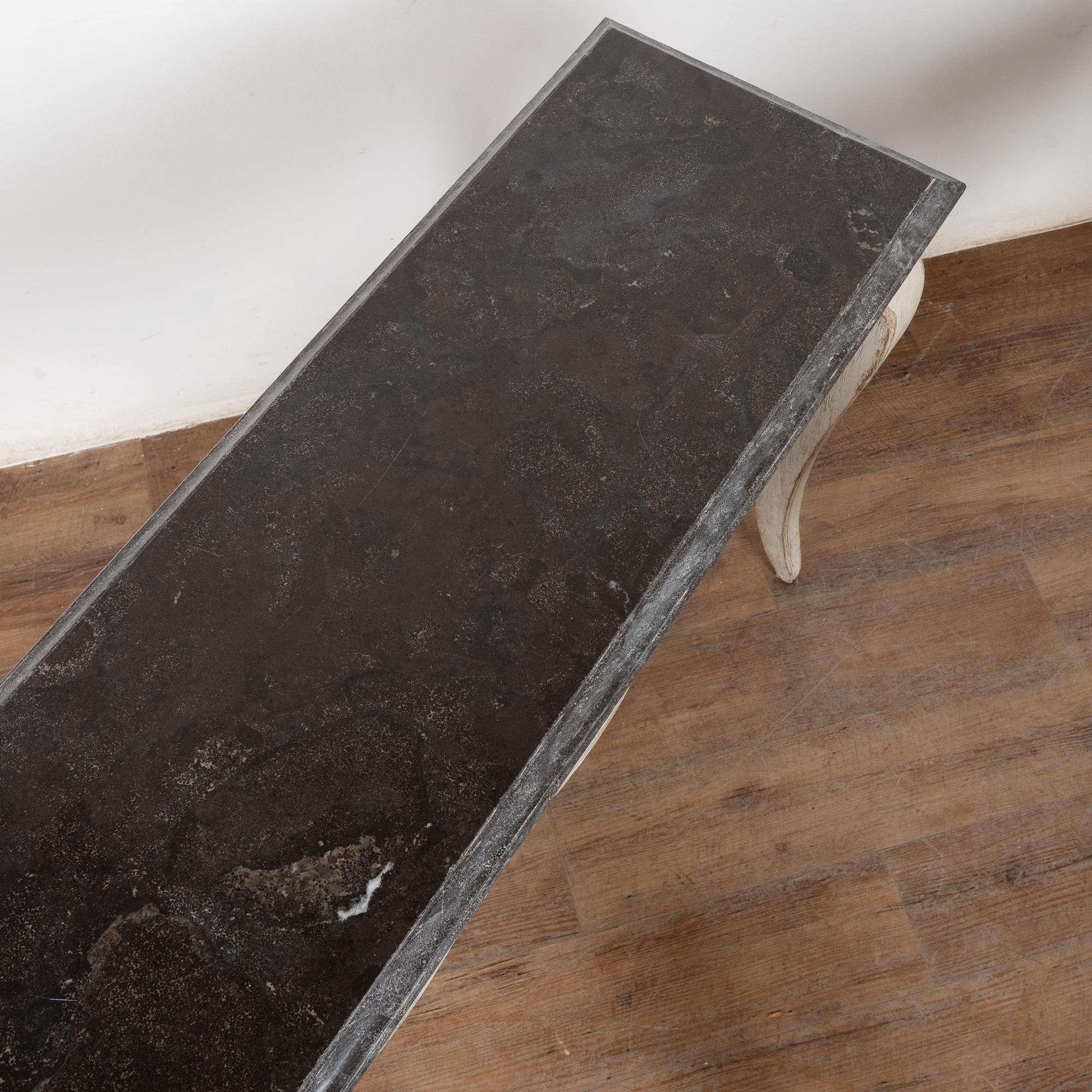 Pair, 20th Century Narrow White Swedish Marble-Top Console Tables For Sale 4