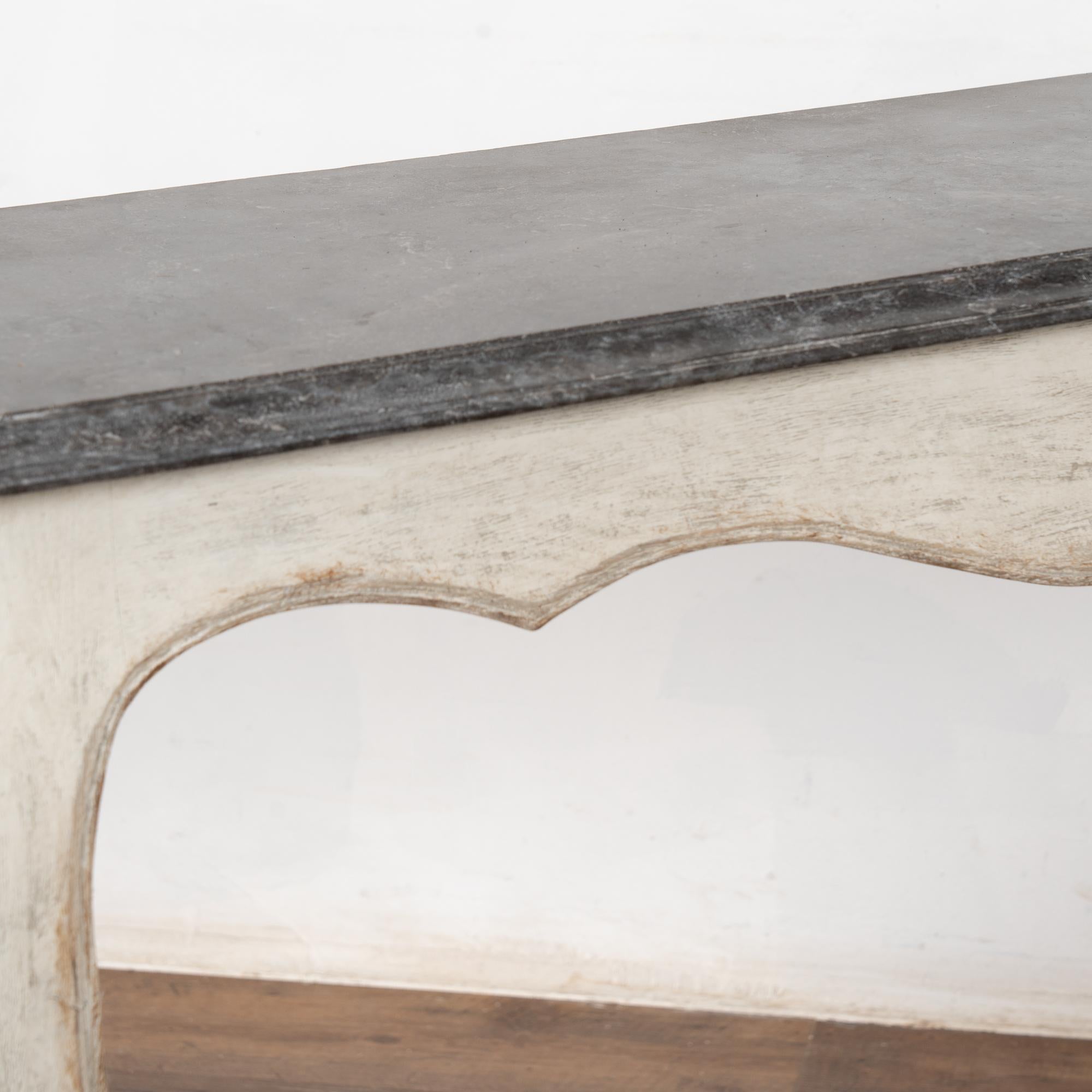 Oak Pair, 20th Century Narrow White Swedish Marble-Top Console Tables For Sale