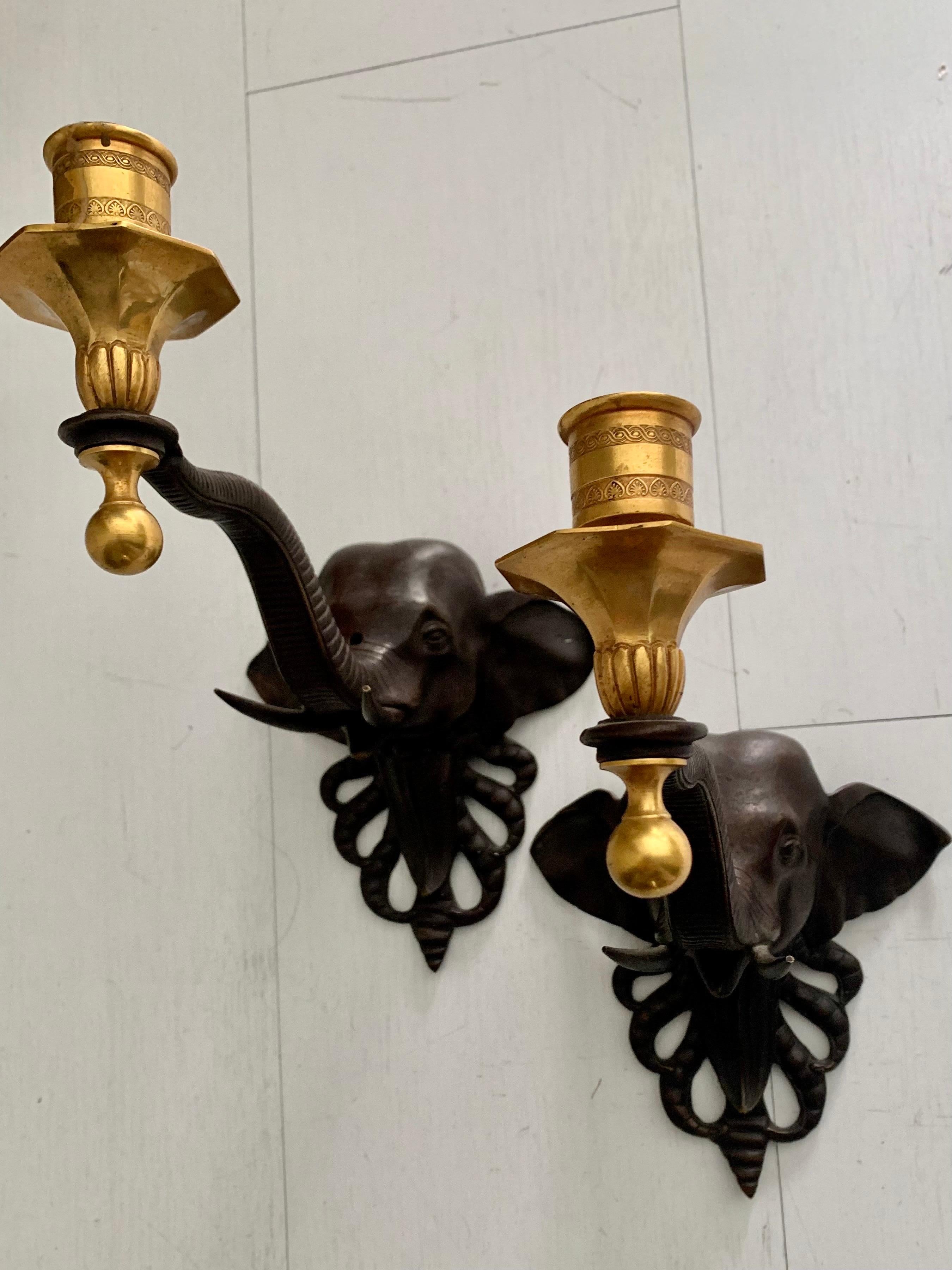 Pair 20th Century Regency Style  Bronze and Ormolu  Candle Holder Sconces For Sale 10