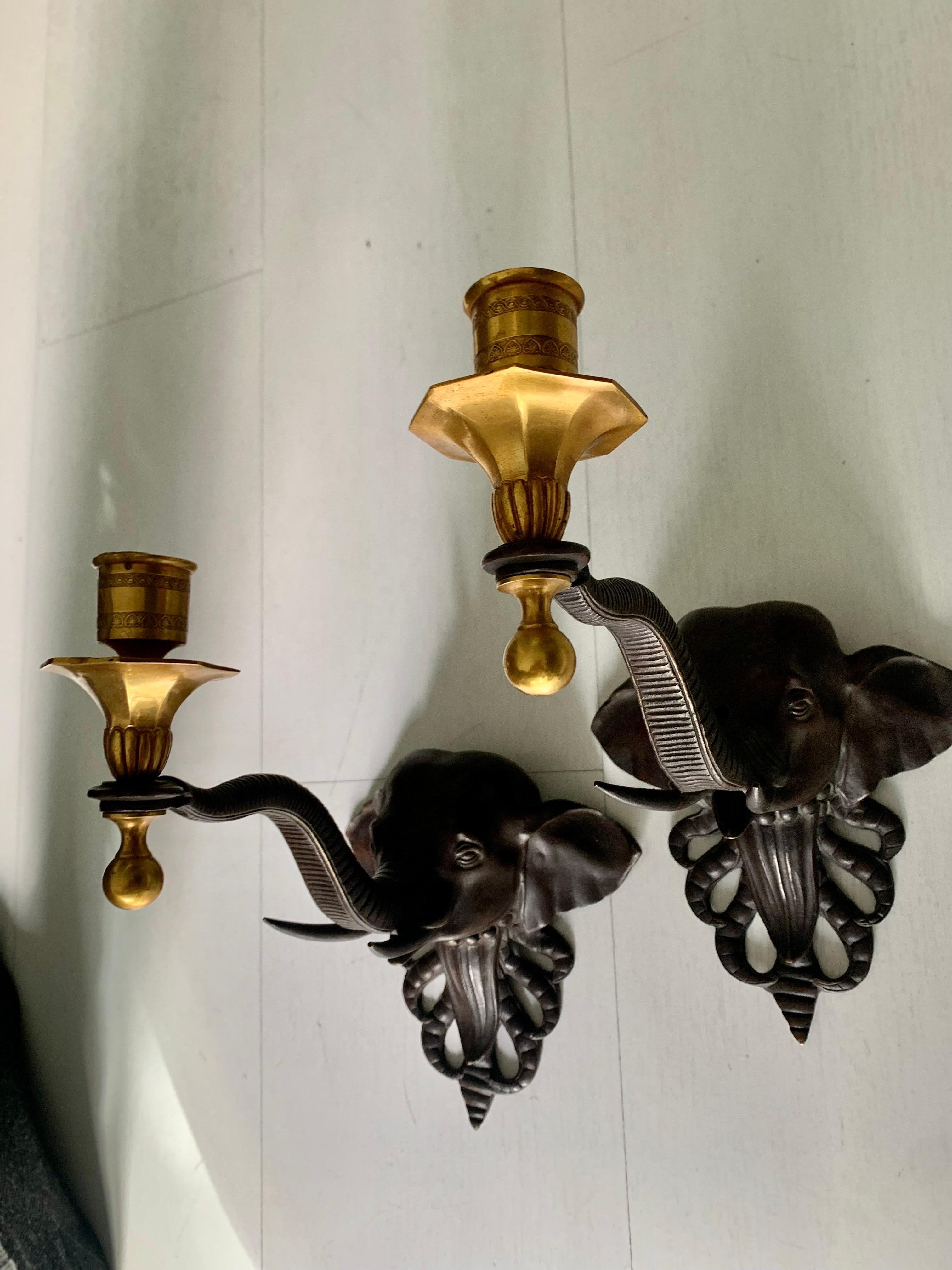Pair 20th Century Regency Style  Bronze and Ormolu  Candle Holder Sconces For Sale 11