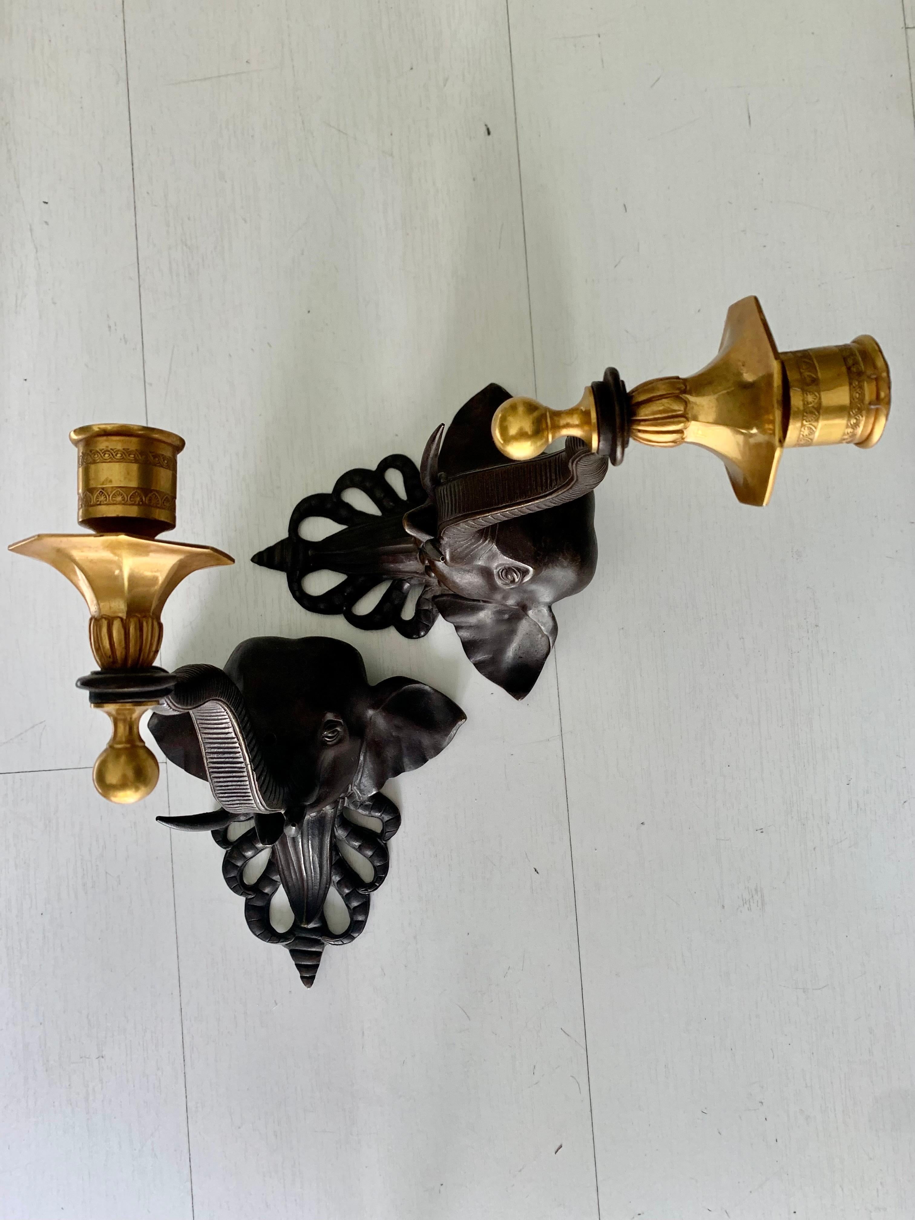 Pair 20th Century Regency Style  Bronze and Ormolu  Candle Holder Sconces For Sale 13