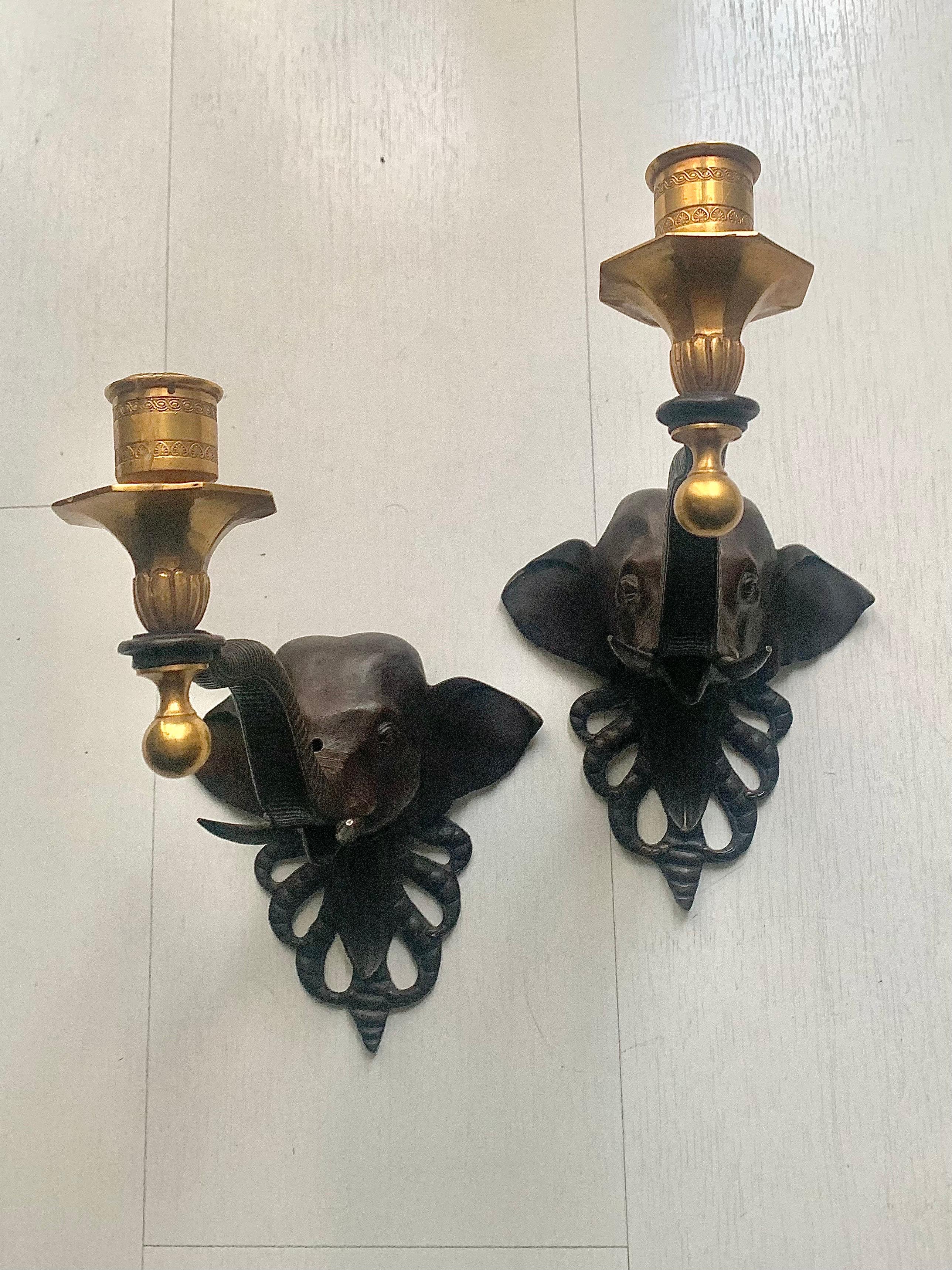 Pair 20th Century Regency Style  Bronze and Ormolu  Candle Holder Sconces For Sale 14